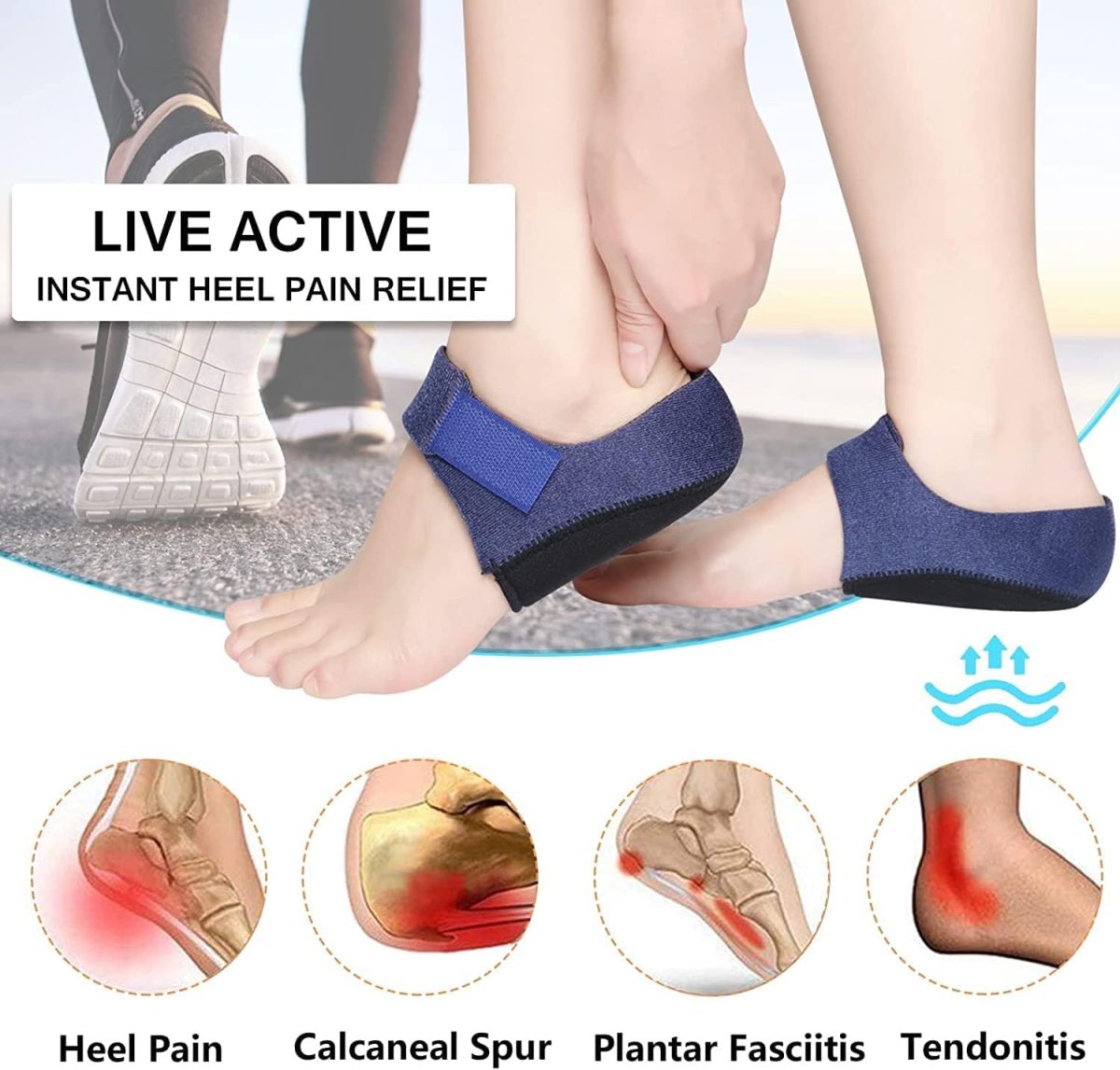 Gel Heel cups Silicon Heel Pad for Heel Ankle Pain, Heel Spur Shoe Support Pad for Men and Women Shock Cushion Pad for Heels Cushion Heel Blue (GEL PAD BLUE PAIR) - Image 2