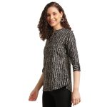 NAINVISH Tops for Women Printed Regular Fit Shirt, Tops for Women Stylish Latest|Office Wear Tops for Women|Cotton Blend Tops for Women|Mandarin Collar Top - Image 2
