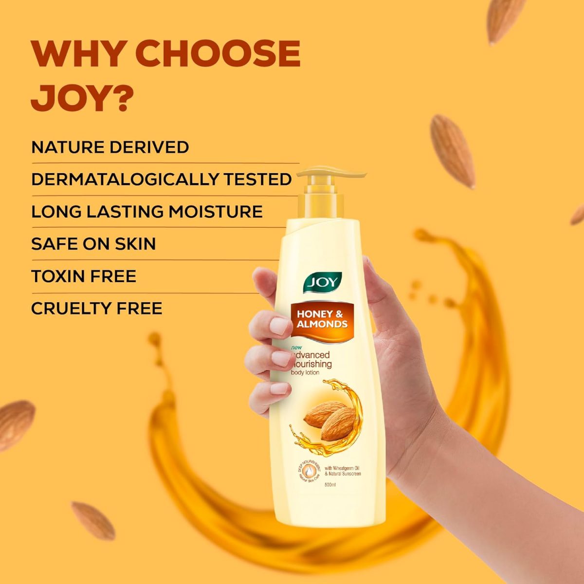 Joy Honey & Almonds Advanced Nourishing Lightweight Body Lotion 750ml | Enriched With Shea Butter | Summer Lotion With Natural Sunscreen Filters | Suitable for Normal to Dry Skin - Image 7