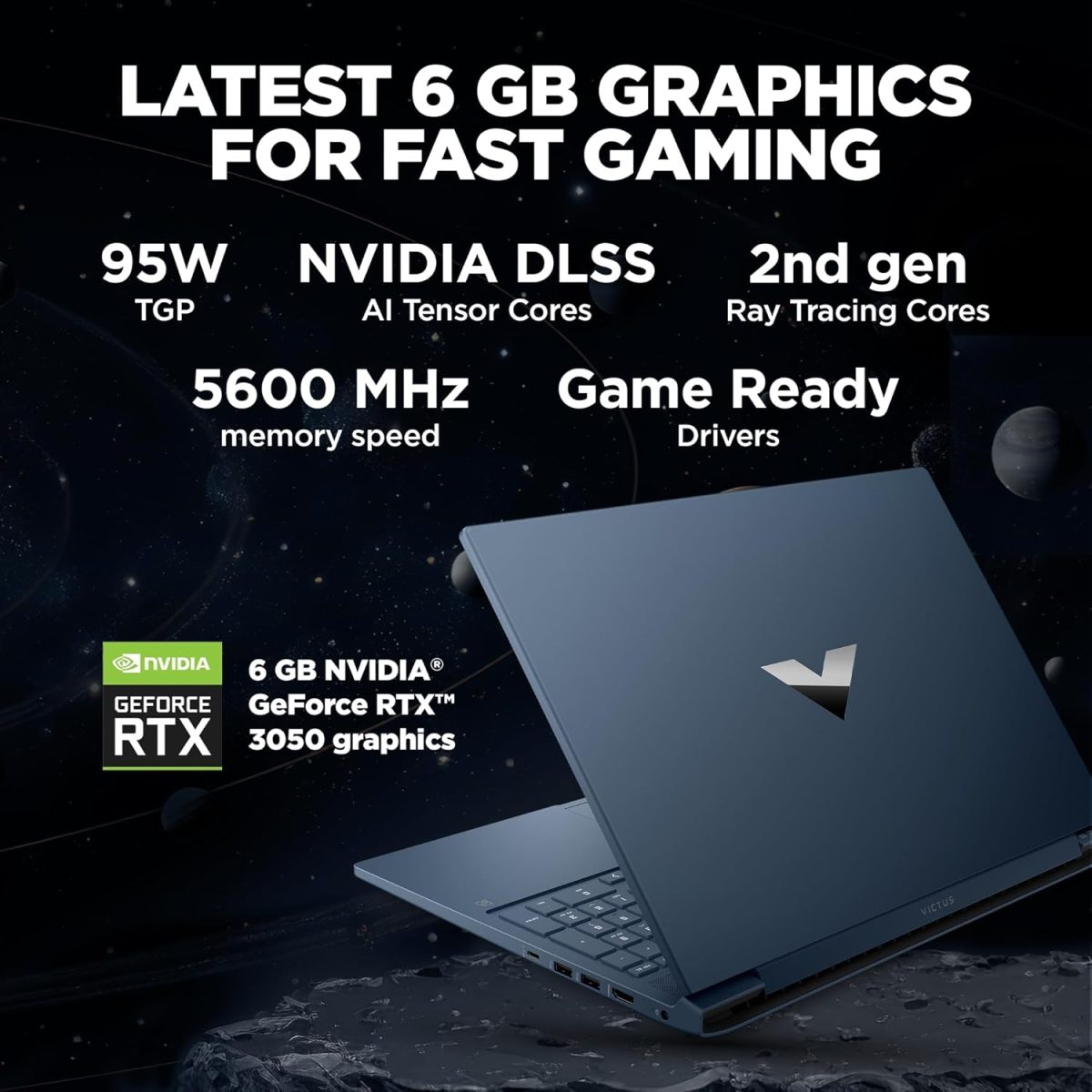 HP Victus Windows 11 Home Gaming Laptop,AMD Ryzen 7 7840Hs Ai Powered,6Gb RTX 3050 Gpu,16.1-Inch (40.9 Cm),95W Tgp,Fhd,IPS,144Hz,16Gb Ddr5,1Tb Ssd,RGB Backlit Kb,B&O (Mso,Blue,2.29 Kg),S0089Ax - Image 2