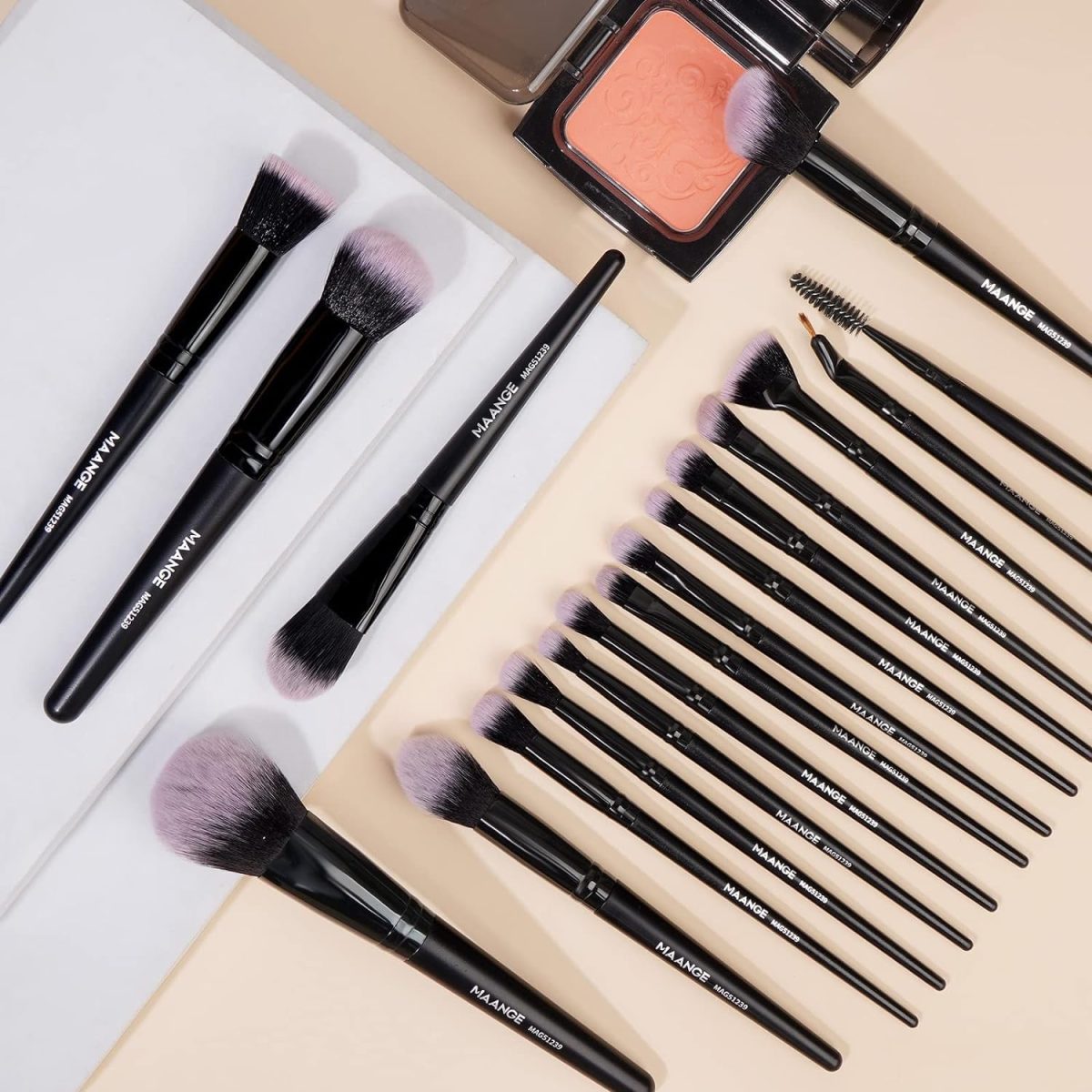 MAANGE 18 Pcs Premium Synthetic Make up Brushes Set Soft Foundation Powder Eyeliner Eye Shadow Makeup Brush Set Professional (Black) - Image 6