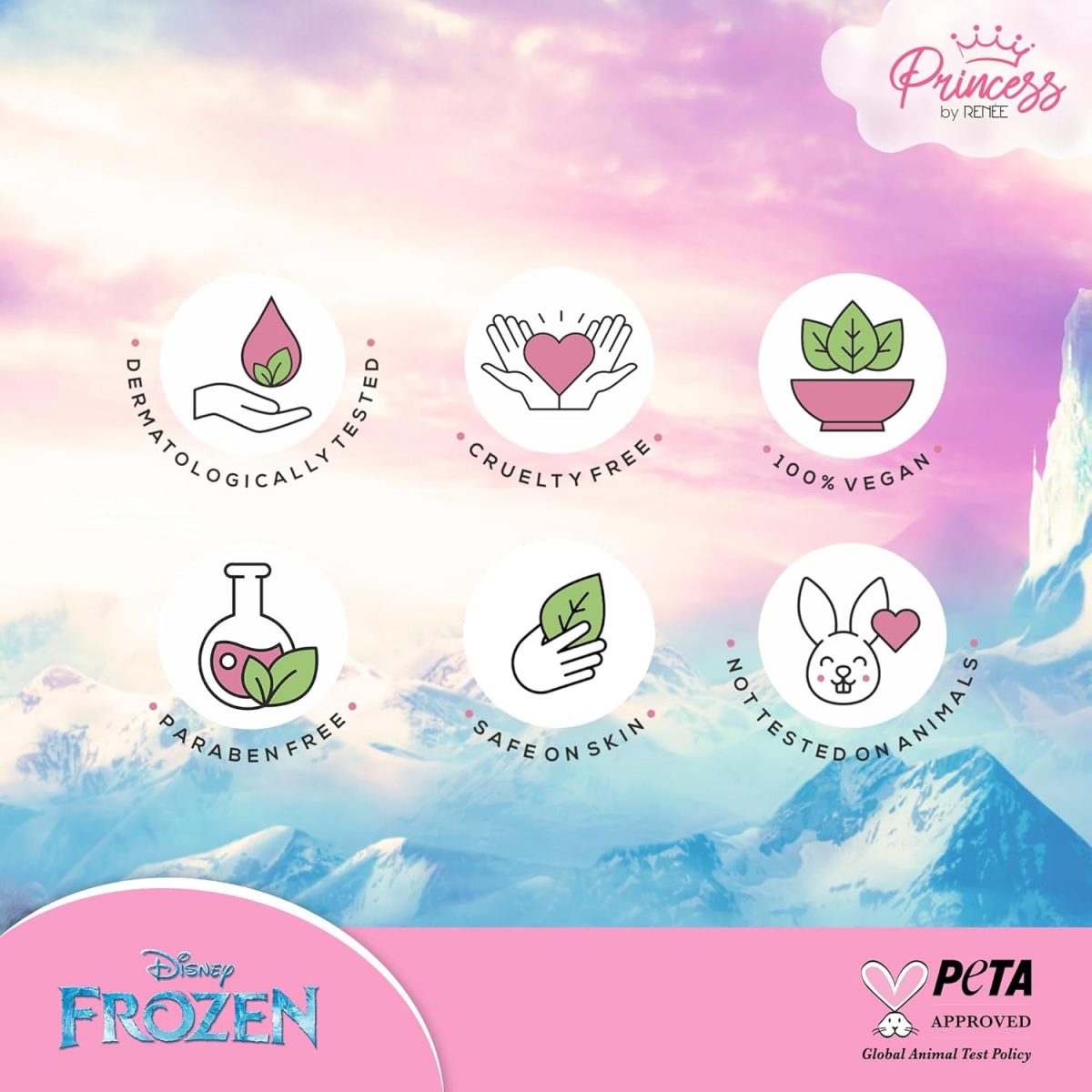 RENEE Disney Frozen Princess By Candy 3-In-1 Tinted Matte Lipstick Elsa For Pre-Teen Girls - 3 Versatile Shades In One Stick With No Parabens - Dermatologically Tested, Peta Certified 4.5G - Image 6
