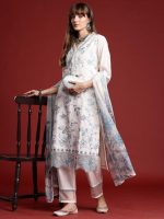 INDO ERA Women's Silk Blend Kurta and Pant with Dupatta Set - Image 3