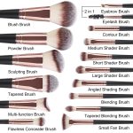 MAANGE Professional Makeup Brushes 15 Pcs Synthetic Makeup Brushes Set with 1 Makeup Sponge & 1 Brush Cleaner (Black Gold) - Image 2