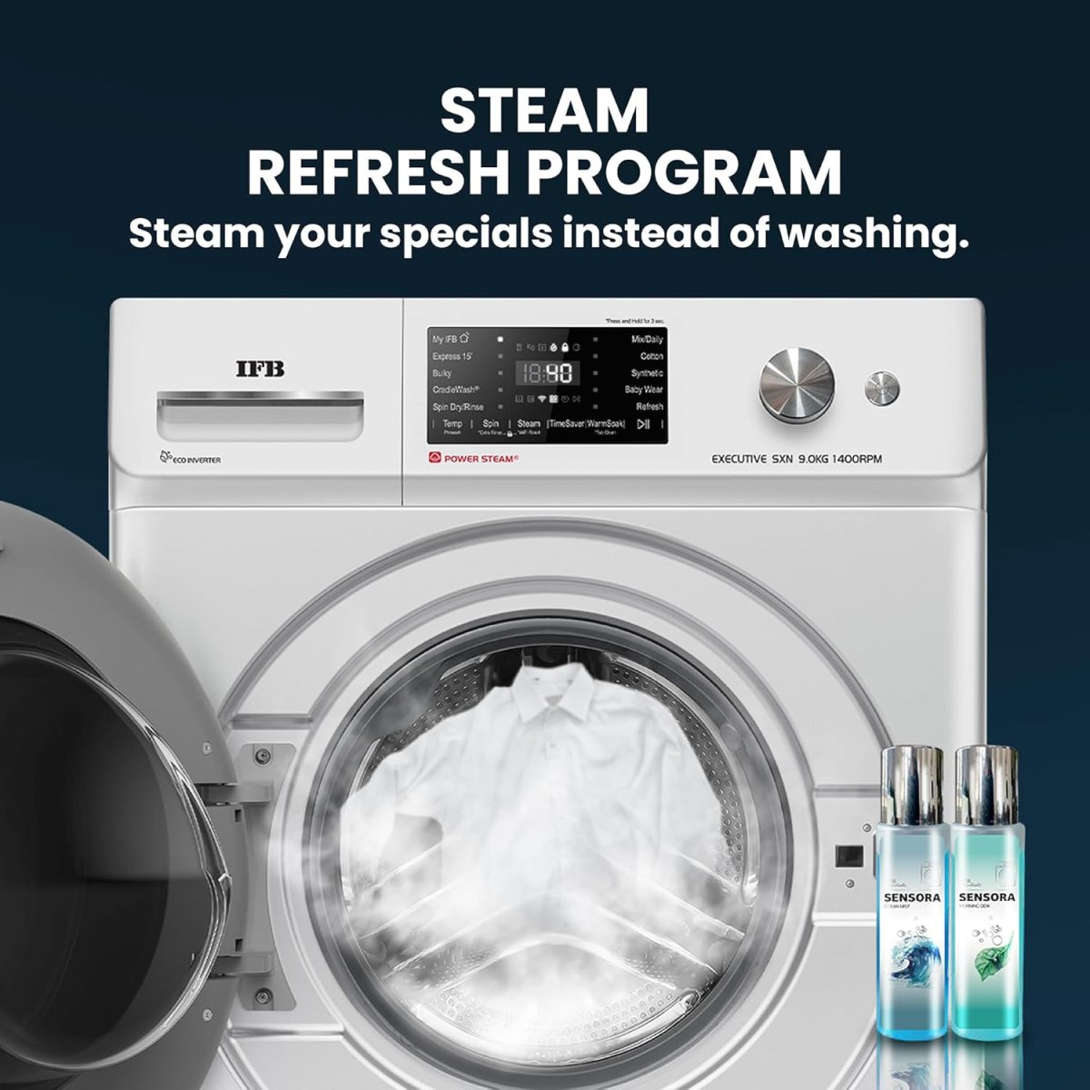 IFB 9 Kg 5 Star Powered by AI with 9 Swirl Wash, WiFi, Fully Automatic Front Load Washing Machine (Executive SXN 9014K, Steam Refresh Program with Eco Inverter, Rich Silver) - Image 7