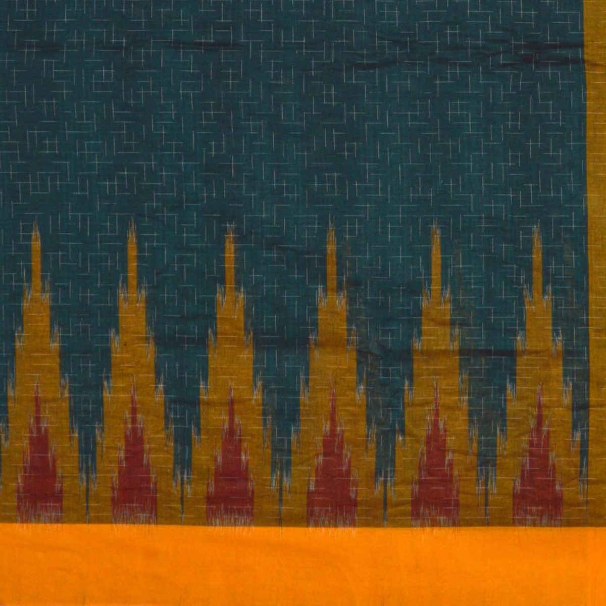 ODISHA HANDLOOM Women's Ikat Silk Saree (o 35_Green) - Image 4