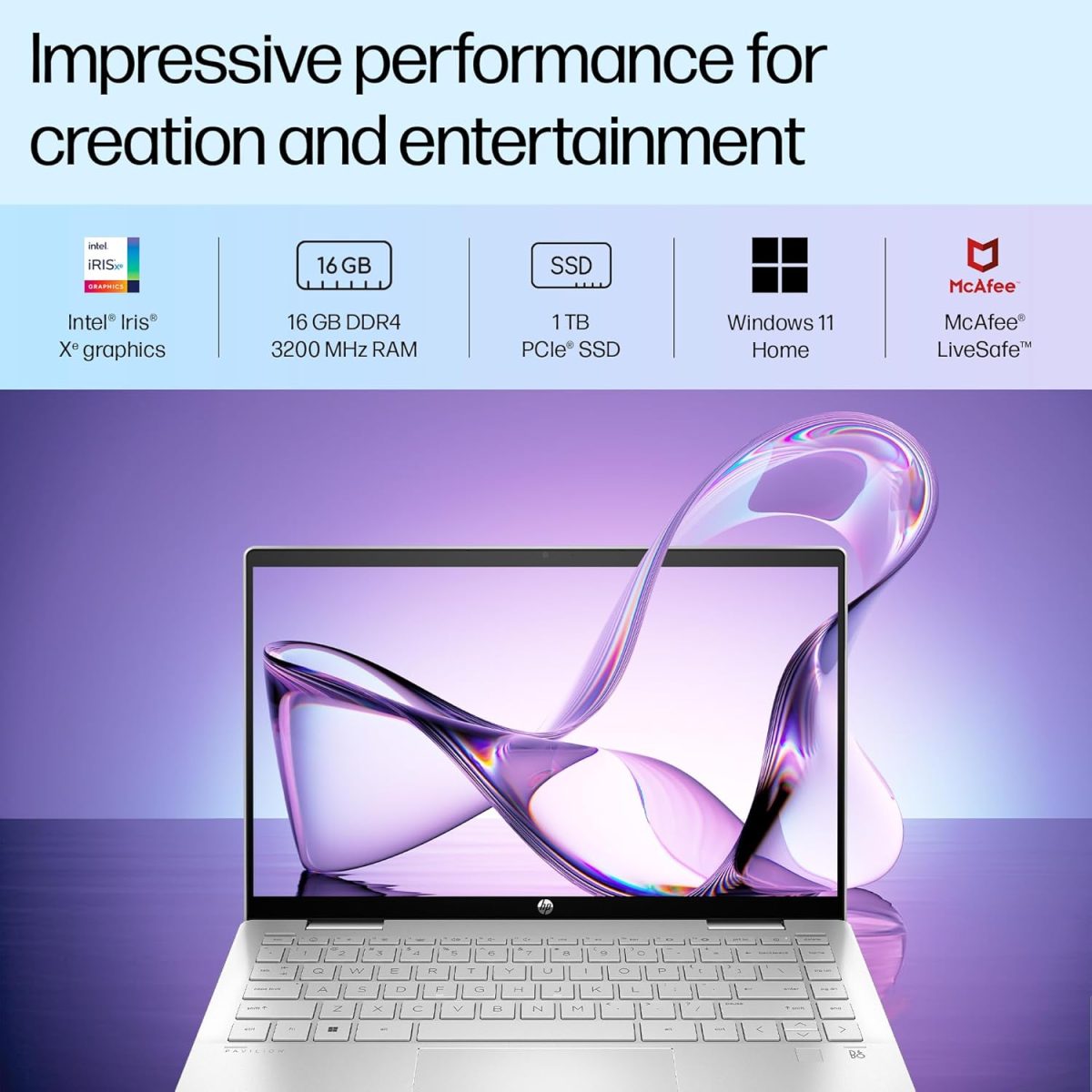 HP Pavilion x360, 13th Gen Intel Core i5-1335U, 14-inch (35.6 cm), FHD, Touchscreen, 16GB DDR4, 1TB SSD, FPR, 5 MP Camera, Backlit KB, Audio by B&O, Pen (Win 11, MSO 2021, Silver, 1.51 kg), ek1010TU - Image 4