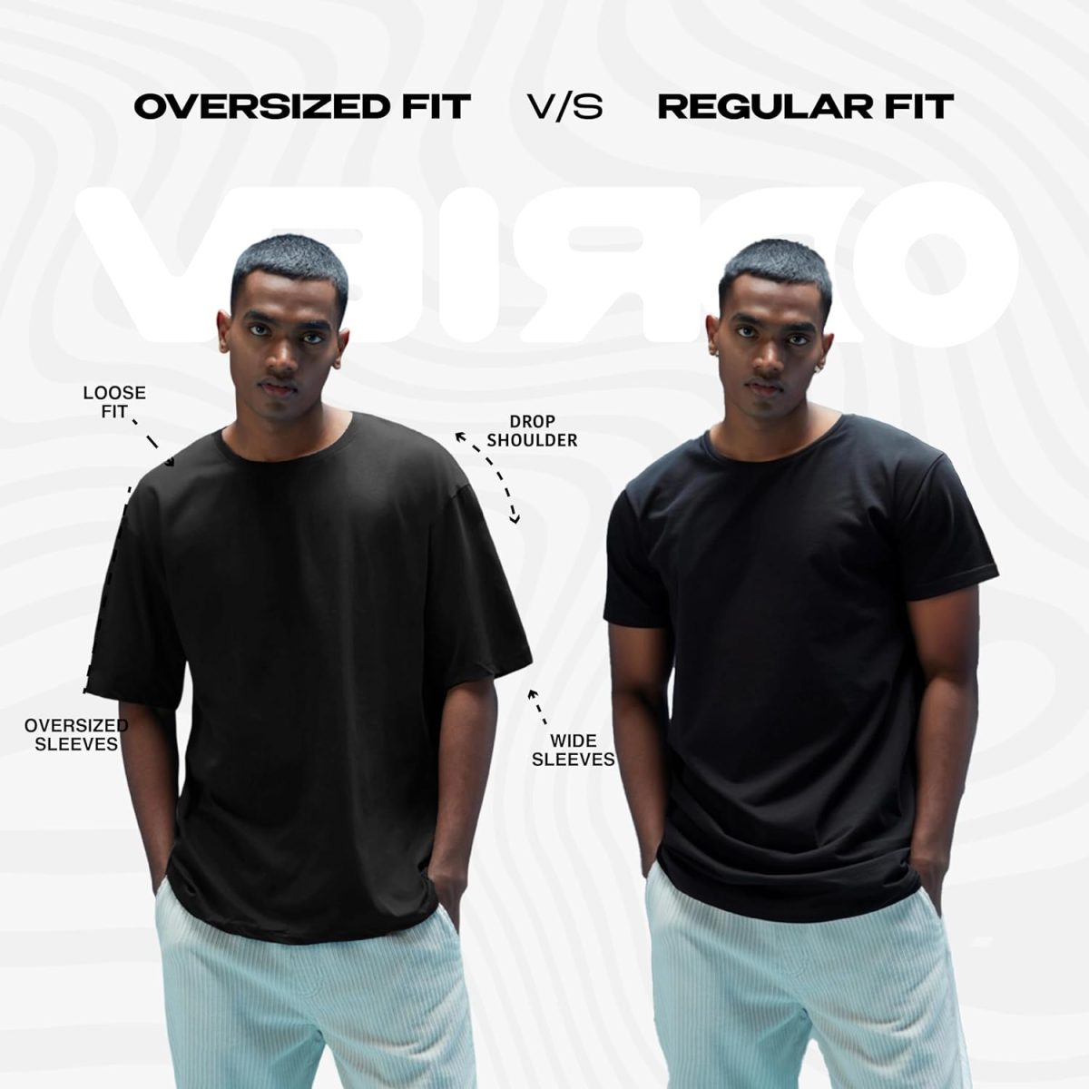 Veirdo® Oversized Baggy Fit Drop Shoulder Half Sleeves Round Neck Solid Pure 100% Cotton T-Shirt for Men (Available in White, Black, Mustard, Maroon, Green, Lilac, Navy, Red Color) - Image 2