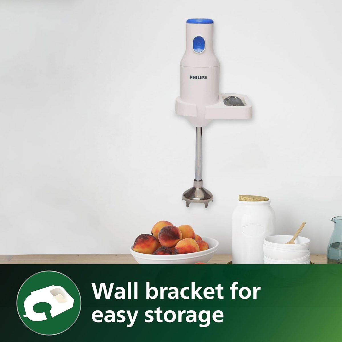 PHILIPS HL1655/00 Hand Blender | Powerful 250W Motor | with Rust free steel arm | Easy single trigger operation | Specially designed blades | Wall bracket for easy storage, 2year warranty Blue & White - Image 9