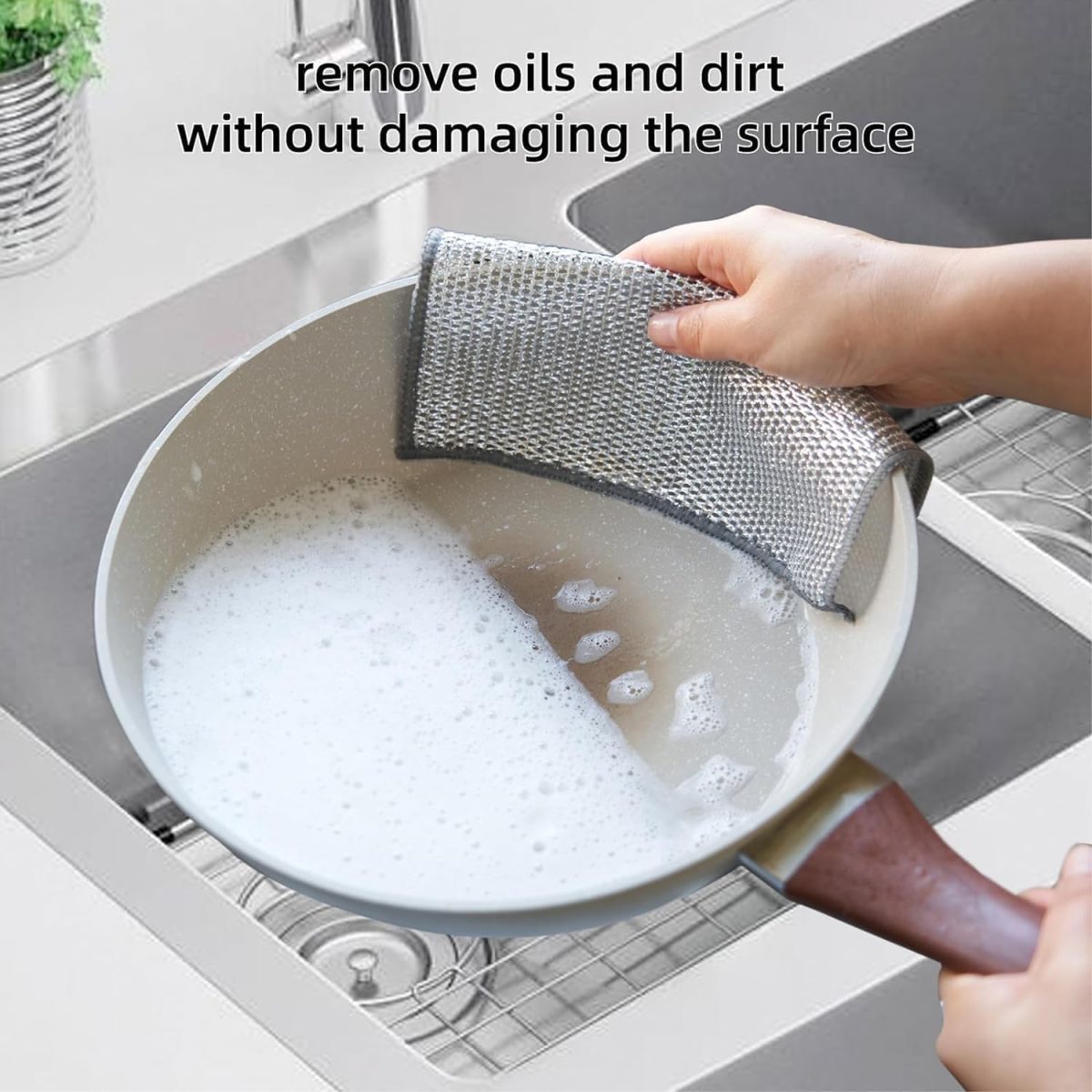 PROXISM Non-Scratch Dish Wash Cloth (Pack of 6), Steel Wire Dish Cloth, Wire Dishwashing Rags for Wet and Dry Stainless Steel Scrubber Non-Scratch Wire Dishcloth for Washing DishesfkouCLO (6) - Image 2