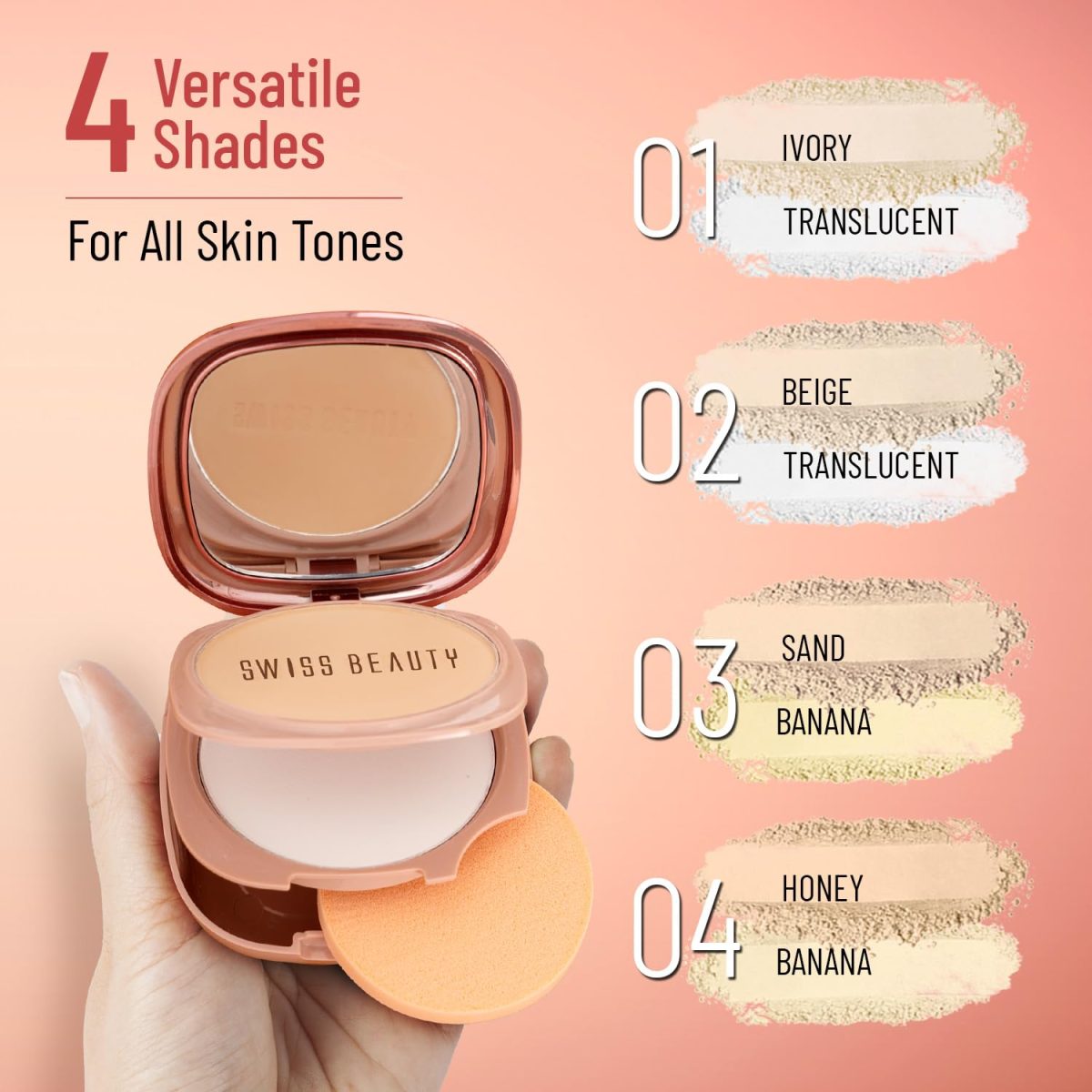 Swiss Beauty Matte & Set Duo Lightweight Compact For All Skin Types| Compact Powder + Translucent Powder | Shade- 02 Beige, 20gm - Image 5