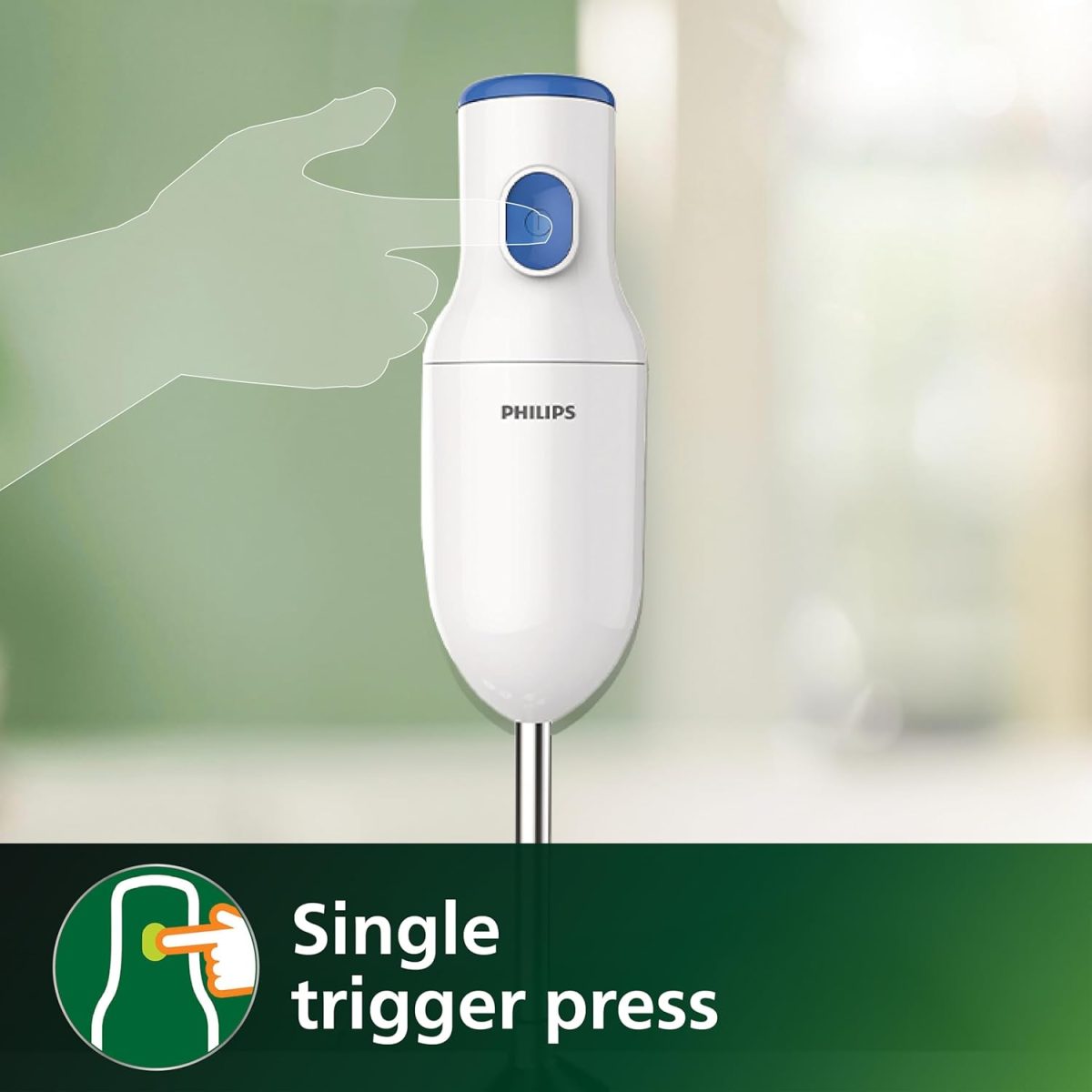 PHILIPS HL1655/00 Hand Blender | Powerful 250W Motor | with Rust free steel arm | Easy single trigger operation | Specially designed blades | Wall bracket for easy storage, 2year warranty Blue & White - Image 6