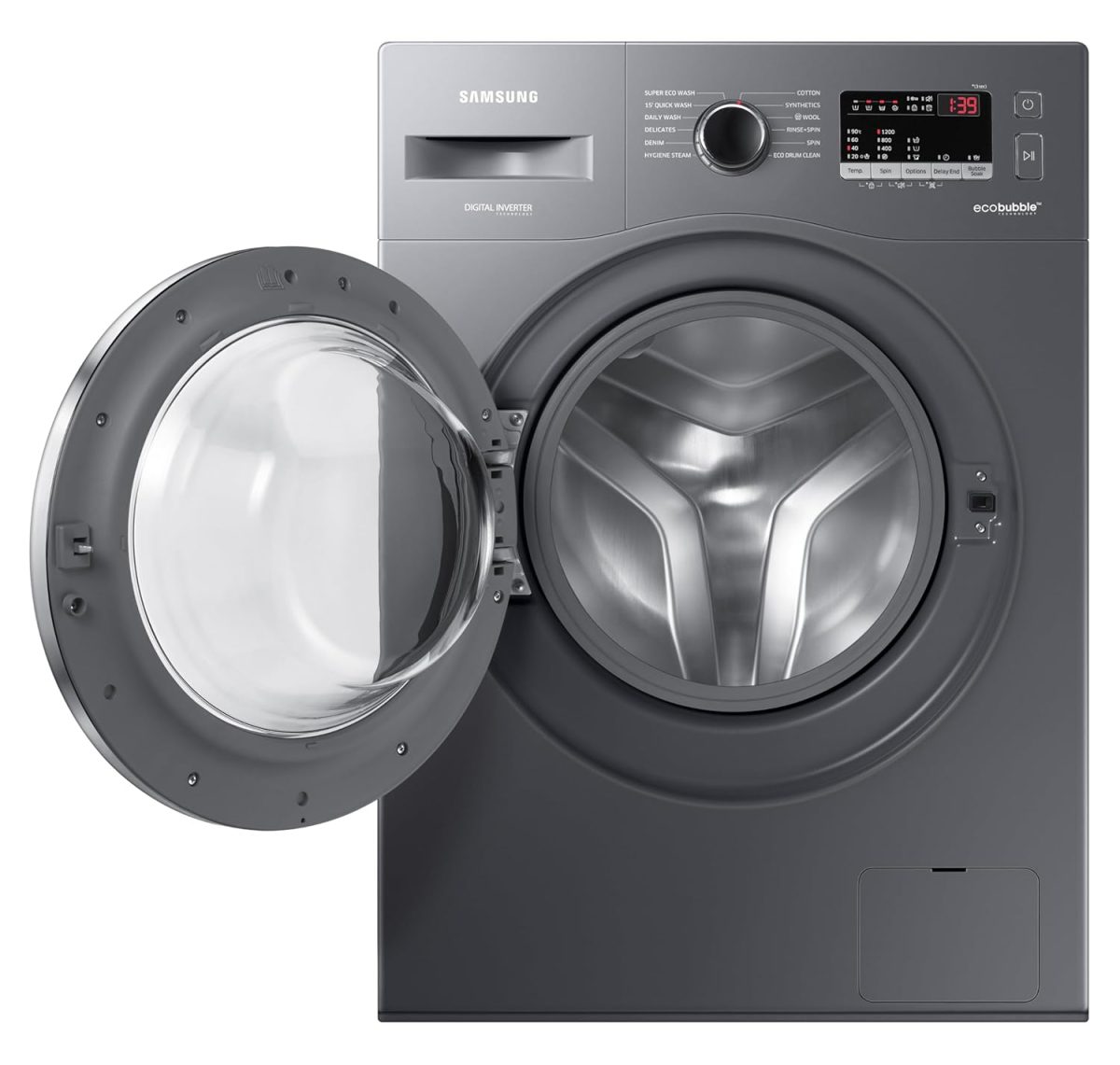 Samsung 7 kg, 5 star, EcoBubble Technology, Hygiene Steam with Inbuilt Heater, Digital Inverter, Fully-Automatic Front Load Washing Machine (WW70R22EK0X/TL, INOX GRAY) - Image 8