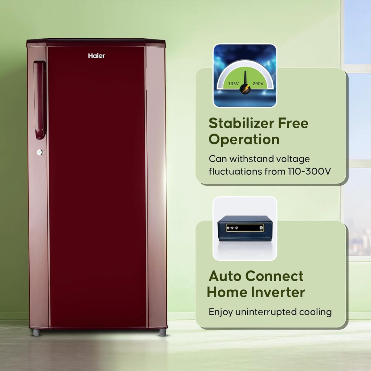 Haier 165 L, 1 Star, Direct-Cool Single Door Refrigerator (HED-171RS-P, Red Mono) - Image 3