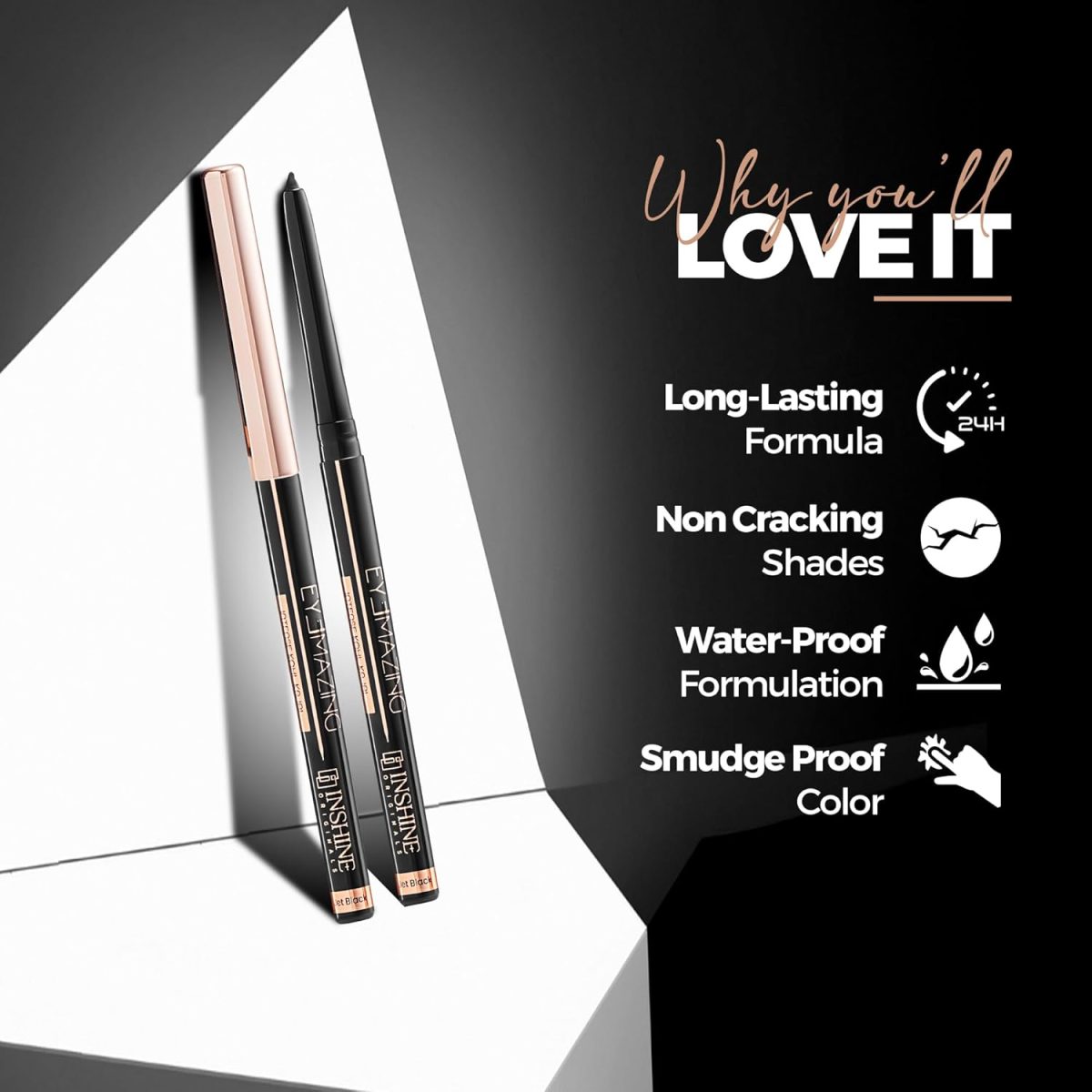 INSHINE ORIGINALS EYEMAZING Intense Kohl Kajal | Smudge-Proof & Long-Lasting | Jet Black Pigmentation | Smooth Application for All Eye Looks | Perfect for Sensitive Eyes (Black) - Image 3