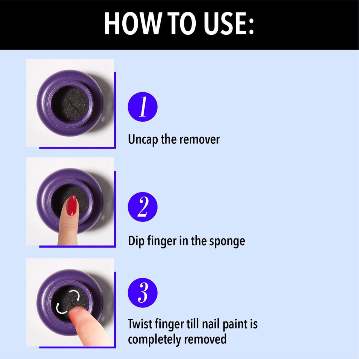 Blue Heaven Dip & Twist Nail Polish Remover, Infused with Vitamin E and Almond Oil, Acetone Free, Gentle Nail paint Remover, 40ml - Image 3