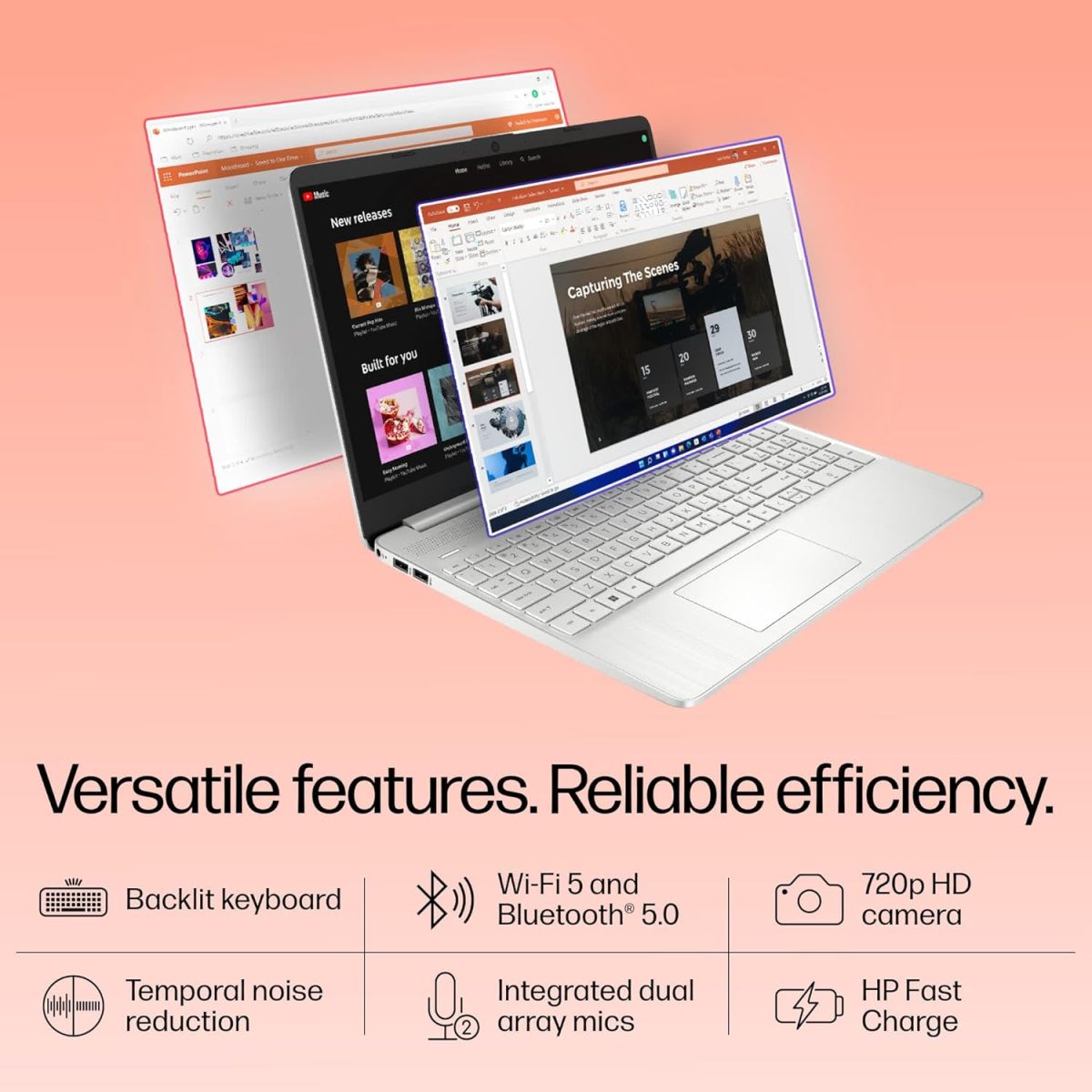 HP 15s, 12th Gen Intel Core i5-1235U,16GB DDR4, 512GB SSD (Win11, Office21, Silver, 1.69kg) Anti-Glare,15.6-inch(39.6cm), FHD Laptop, Intel Iris Xe Graphics, Backlit KB, HD Camera, fq5330TU - Image 6
