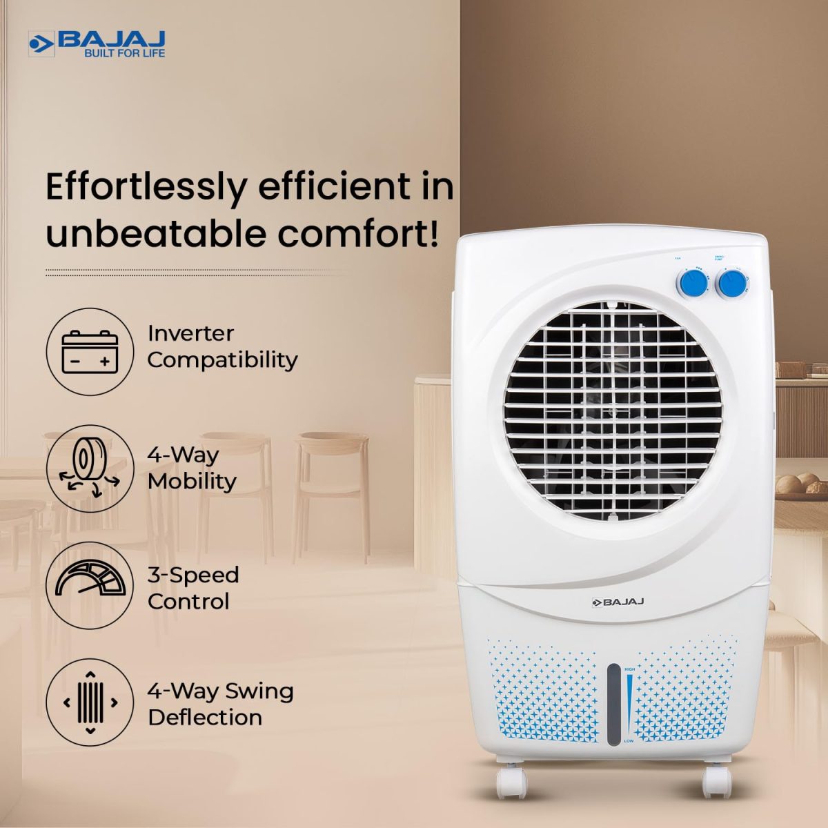 Bajaj PX97 Torque New 36L Personal Air Cooler For Home | High Speed Fan | 30Ft Powerful Air Throw | Inverter Compatible | Cooler For Room | 3 Yrs (1 Yr Standard + 2 Yrs Extended) Warranty【White】 - Image 4