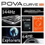POVA Curve 5G (Magic Silver, 8GB+128GB) | 144Hz Curve AMOLED | Slimmest 7.45mm Curve with 5500mAh Battery | Segment's 1st AI with Indian Languages |Best AI Call Assistant | 64MP IMX682 Rear Camera - Image 2