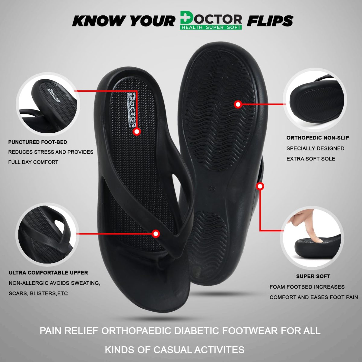 DOCTOR HEALTH SUPER Classic Stylish Ultra Soft Slippers with Cushion | Comfortable, Premium and Bright Colorful Flip Flops | Lab Tested Cushion and Bounce | Cushioned Footwear | Trendy Women Slippers - Image 4