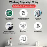 LG 7 Kg, 5 Star, Steam, Inverter Direct Drive Technology, 6 Motion DD, Fully-Automatic Front Load Washing Machine (FHB1207Z2W, Remove Allergens & Tough Stain, In-Built Heater, Essence White) - Image 2