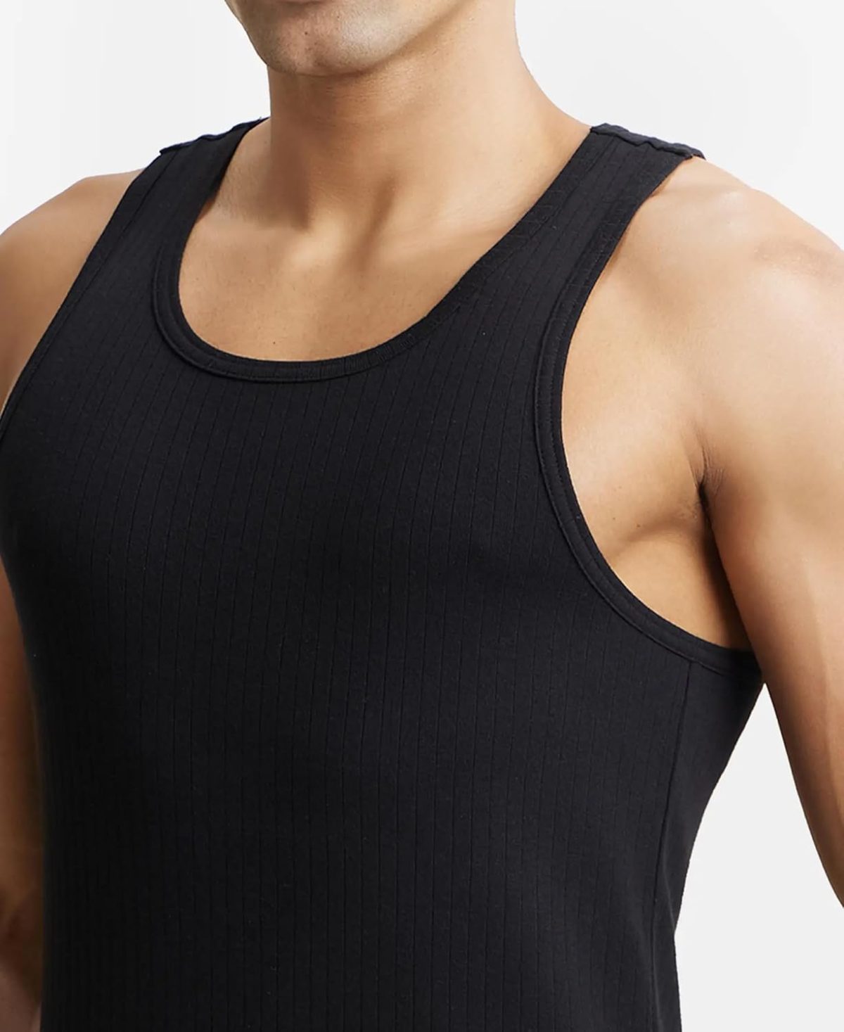 Jockey 9922 Men's Super Combed Cotton Rib Slim Fit Racer Back Styling Round Neck Gym Vest - Image 6