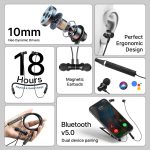 pTron Tangentbeat in Ear Bluetooth 5.0 Wireless Headphones with Mic, Deep Bass, 10mm Drivers, Clear Calls, Dual Pairing, Fast Charging, Magnetic Buds, Voice Assistant & IPX4 Wireless Neckband (Black - Image 2
