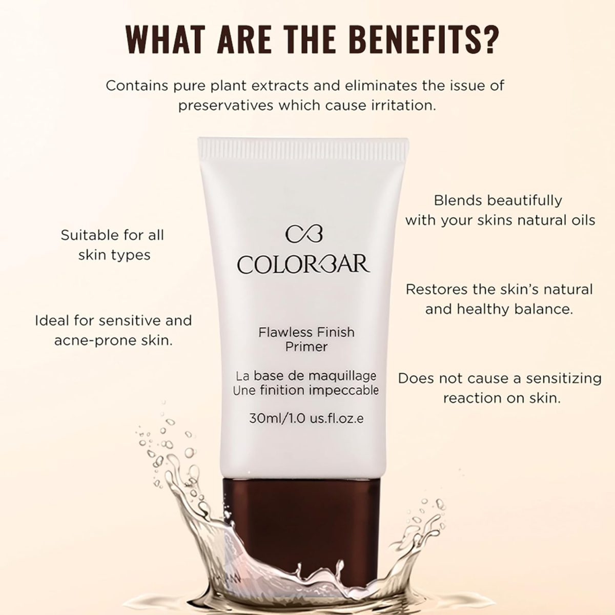 Colorbar Cosmetics Flawless Finish Primer 30 ml, Transparent |Moisturizes Skin | Gel based light weight formula |Provides Radiant & Smooth Finish - Image 2