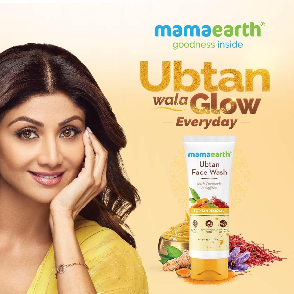 Mamaearth Ubtan Natural Glow Face Wash with Turmeric & Saffron | For Tan Removal & Skin brightening | SLS & Paraben Free | For All Skin Type | For Men & Women | 100 ml - Image 6