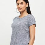 Max Women's Cotton Regular Fit Textured Round Neck T-Shirt - Image 4