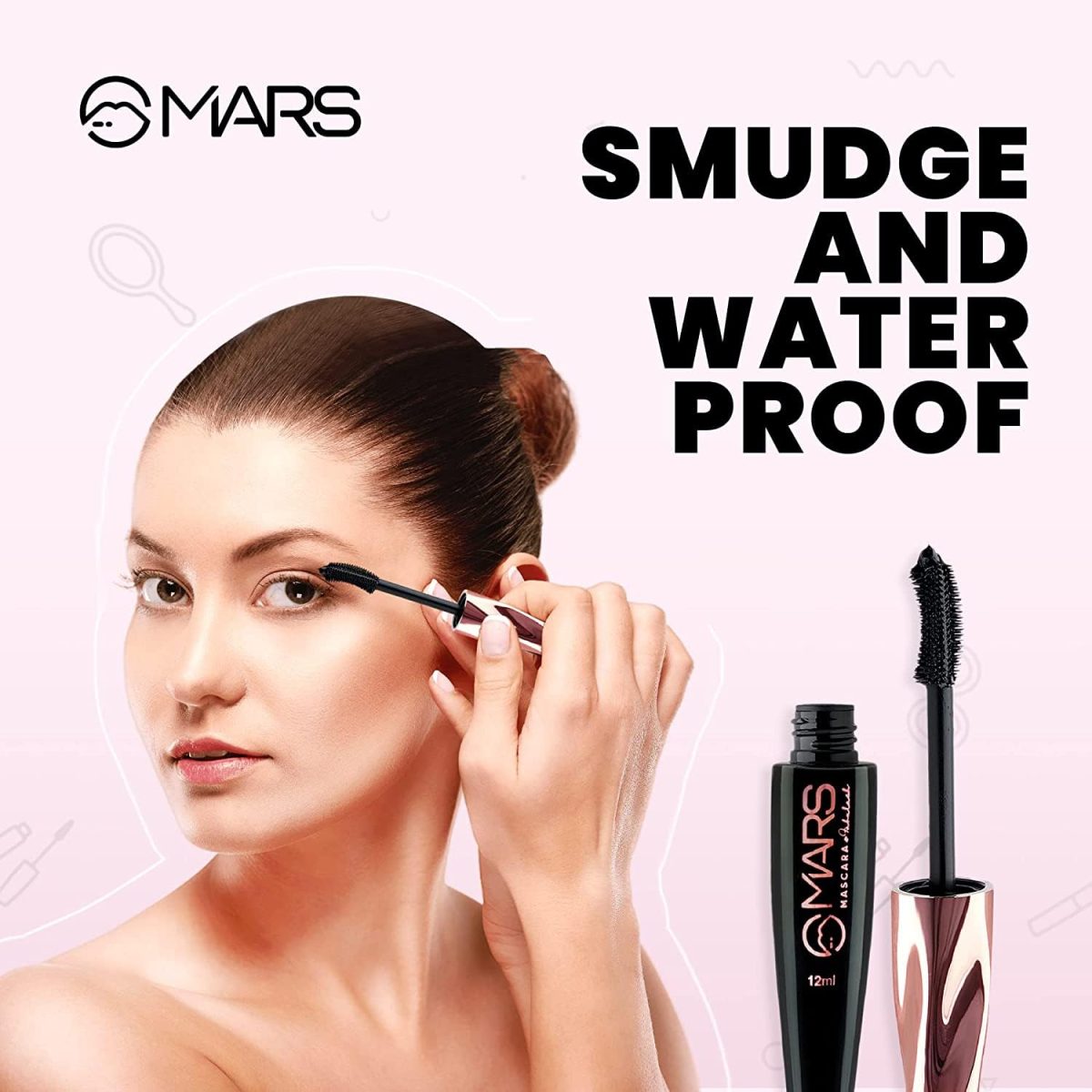 MARS Fabulash Volumizing Mascara | Up to 18 Hours Stay | Waterproof with Intense Jet Black Color (12ml) (Black) - Image 2