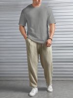 O3e Mens Solid Dotted Unique Design Oversized Tshirt for Men - Round Neck Loose Fit Drop Shoulder Mens T-Shirt - Image 3