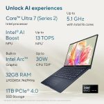 ASUS Zenbook 14,Intel Core Ultra 7 (Series 2),Thin & Light(Intel Arc iGPU/32GB/1TB/3K OLED Touch screen/14/120Hz/Windows 11/M365 Basic (1Year)*/Office Home 2024/Ponder Blue/1.28 kg) UX3405CA-PZ163WS - Image 3