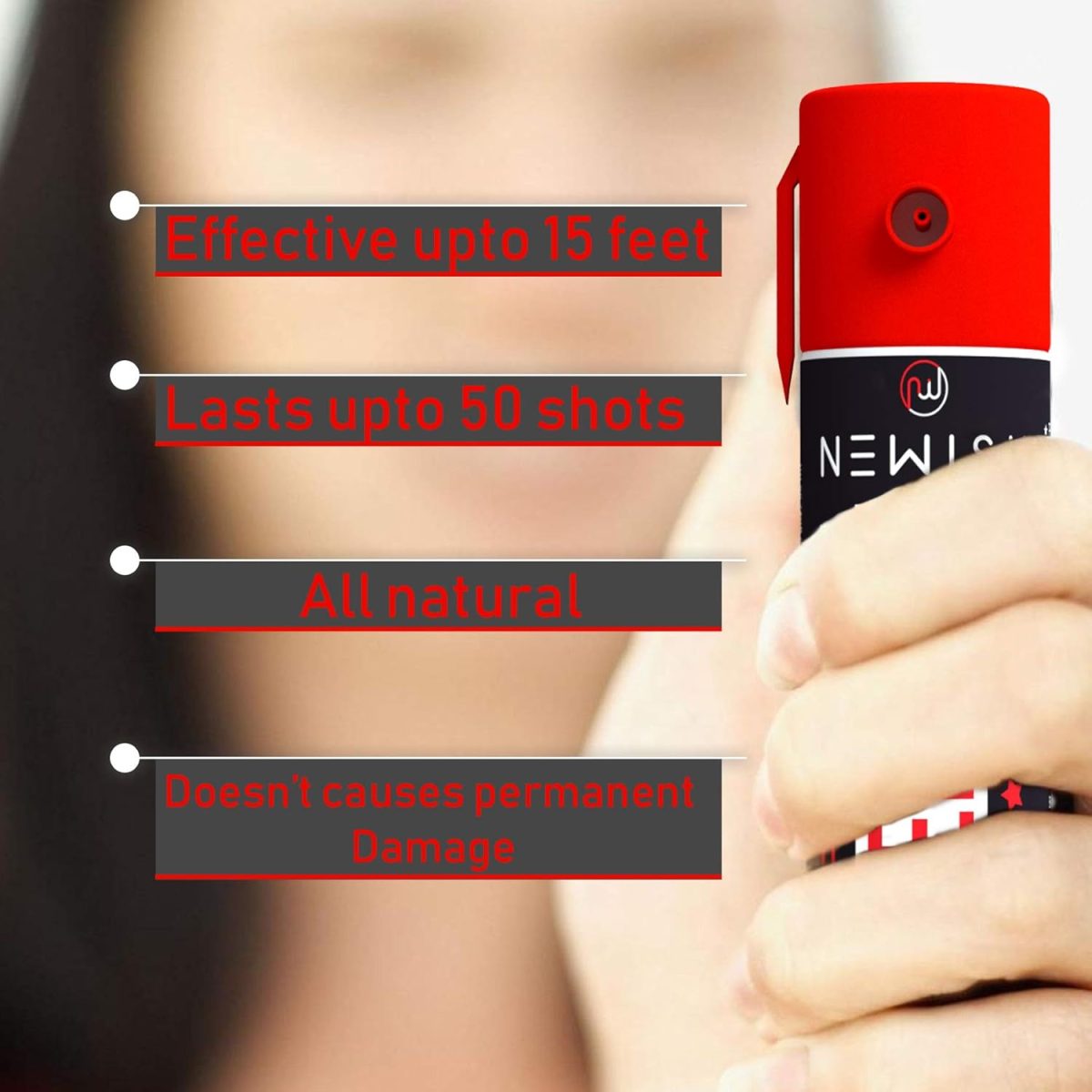 Newish Metal Powerful Pepper Spray Self Defence for Women Shots 50 (35 gm / 55 ml) (Red) - Image 6