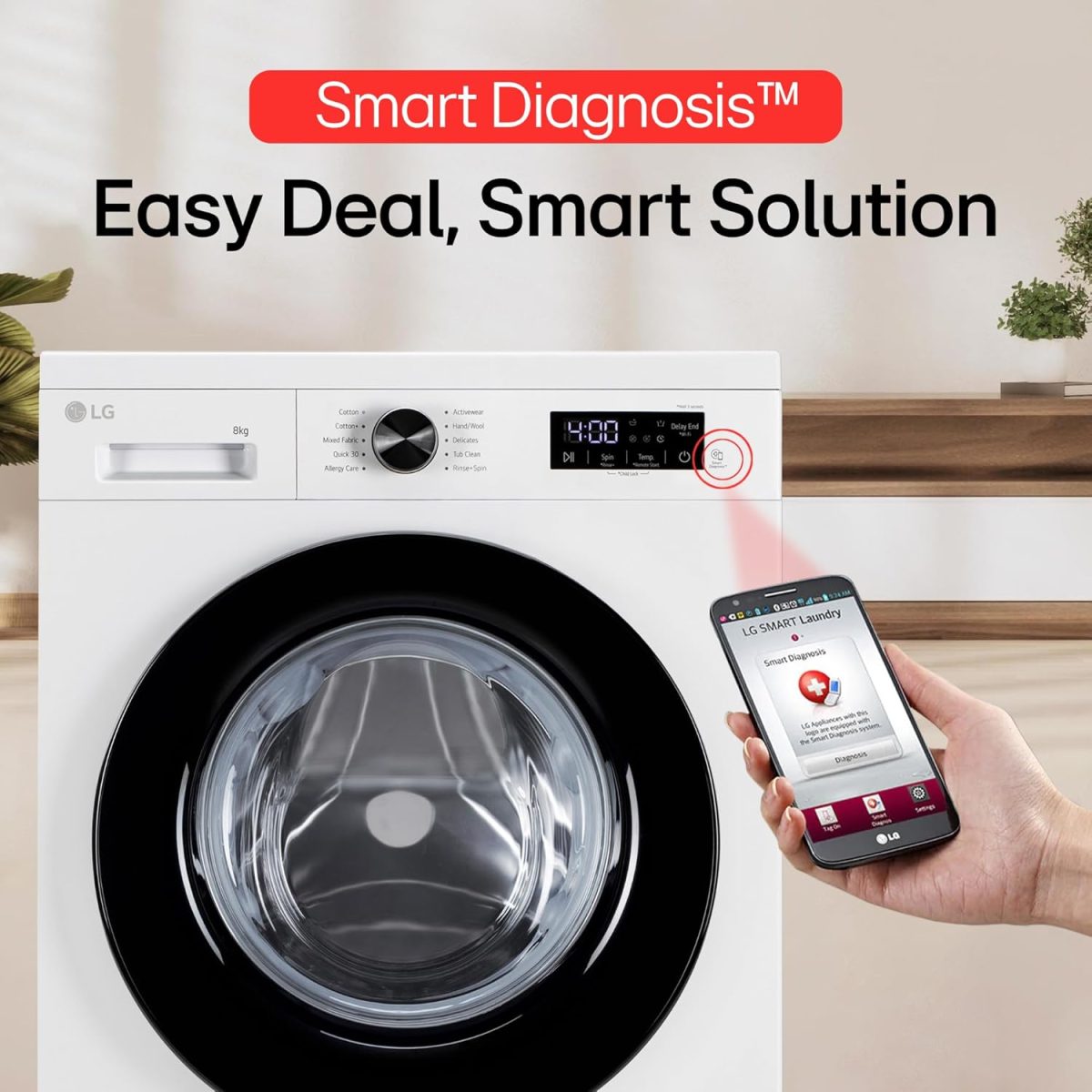 LG 8 Kg 5 Star Steam, Inverter Direct Drive Technology, 6 Motion DD, Fully-Automatic Front Load Washing Machine (FHB1208Z2W, Dial + Full Touch Buttons & LED Display, Essence White) - Image 10