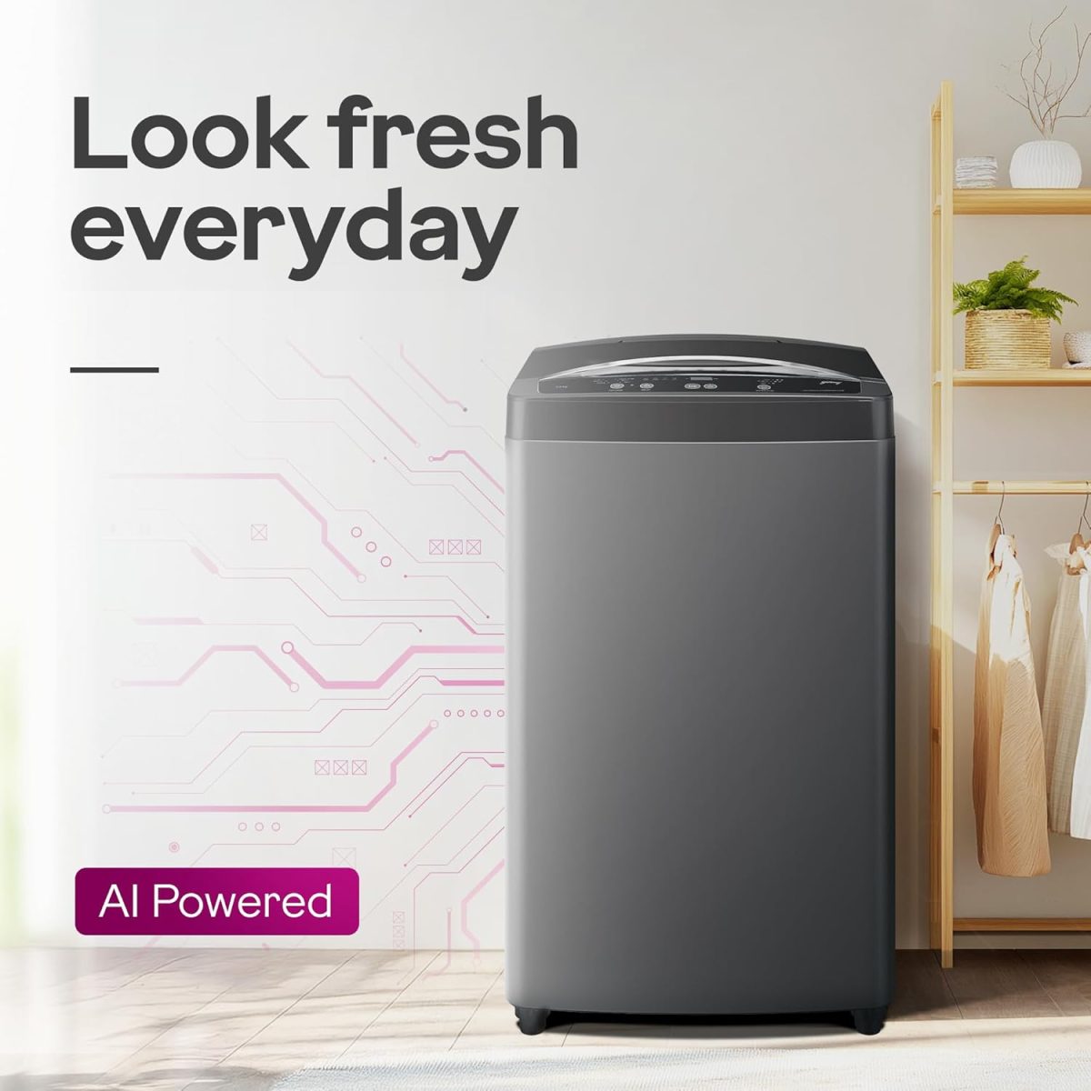 Godrej 7 Kg 5 Star Fabrisafe Steel Drum Fully-Automatic Top Load Washing Machine (WTEON ALP 70 5.0 FDUN GPGR, Graphite Grey, Zero Pressure Tech Fills Tub 60% Faster) - Image 2
