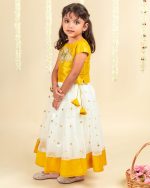 Stanwells Kids Girls Lehnga Choli Ruffle Pattern Dress Half Sleeves Readymade Hand Sequins Embroidery Ethnic Traditional Full Length South Indian Girl Lehnga Choli - Image 8