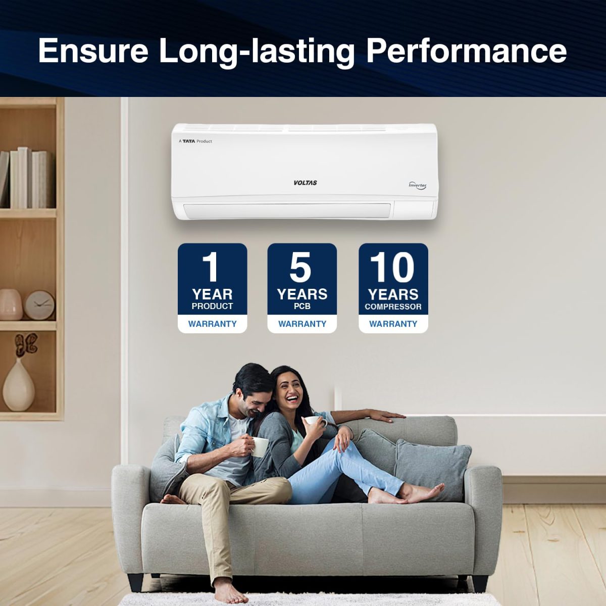 Voltas 1.5 ton 3 Star, Inverter Split AC (Copper, 4-in-1 Adjustable Mode, Anti-dust Filter,183V Vectra CAW, White) - Image 10