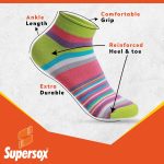 Supersox Ankle Socks for Women Made With Premium Cotton. Stylish Striped Design with Extra Softness, Anti Odour & Anti Bacterial - Free Size, Multicolor - Image 3