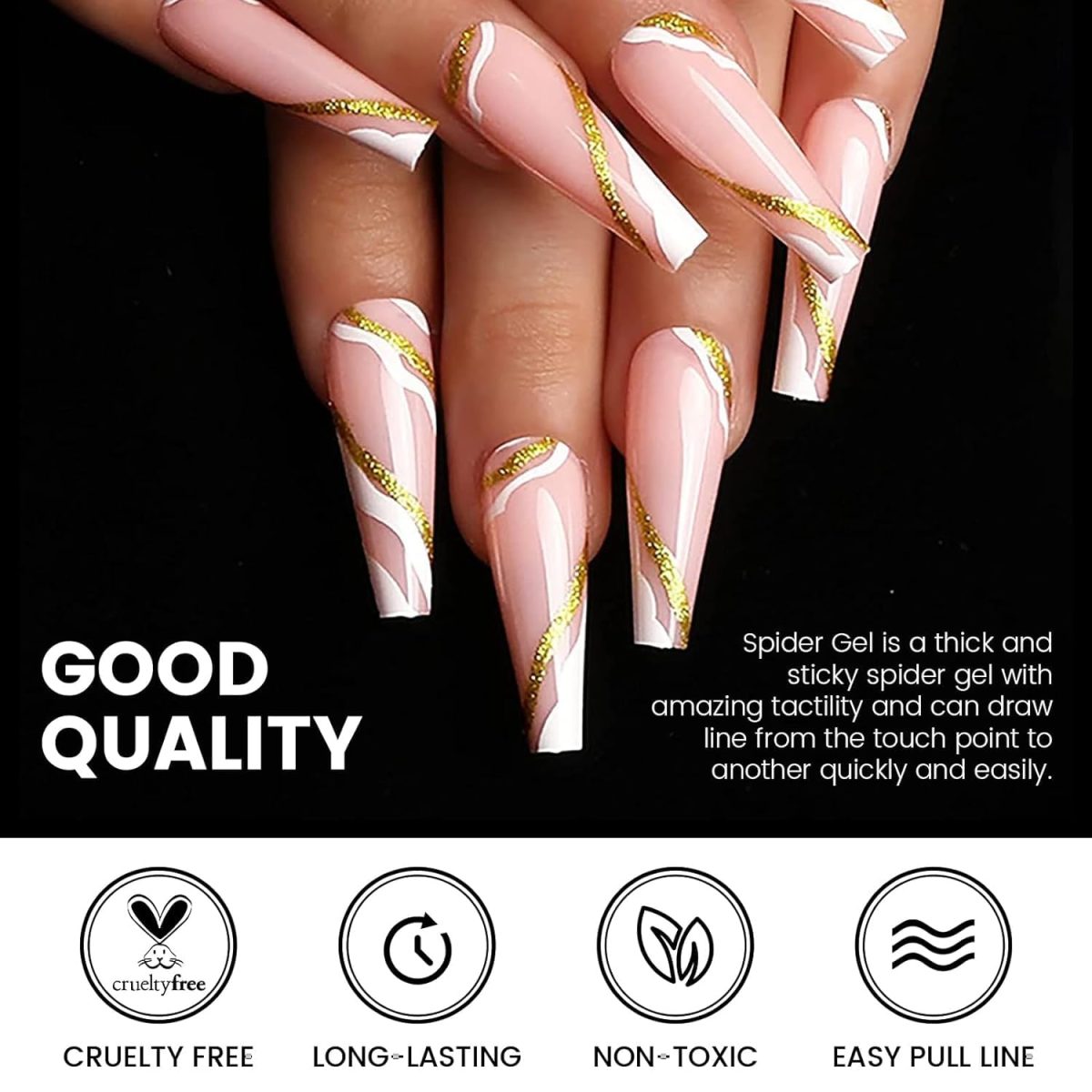 INOG Spider Gel, New Upgraded Matrices Spider Gel with 3pcs Nail Art Brushes,Nail Art Nail Designs Gel Paint Wire Drawing Gel Polish for Line (Gold Silver) - Image 3