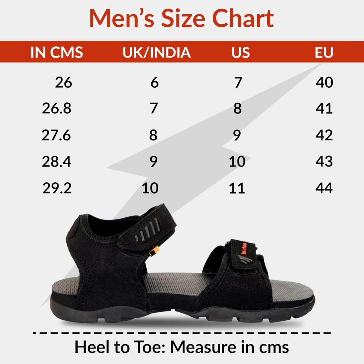 BRUTON Sandals for Men's | Light Weight, Comfortable & Trendy | Soft Footbed | Casual and Stylish Sandals for Walking, Working All Day Black - Image 8