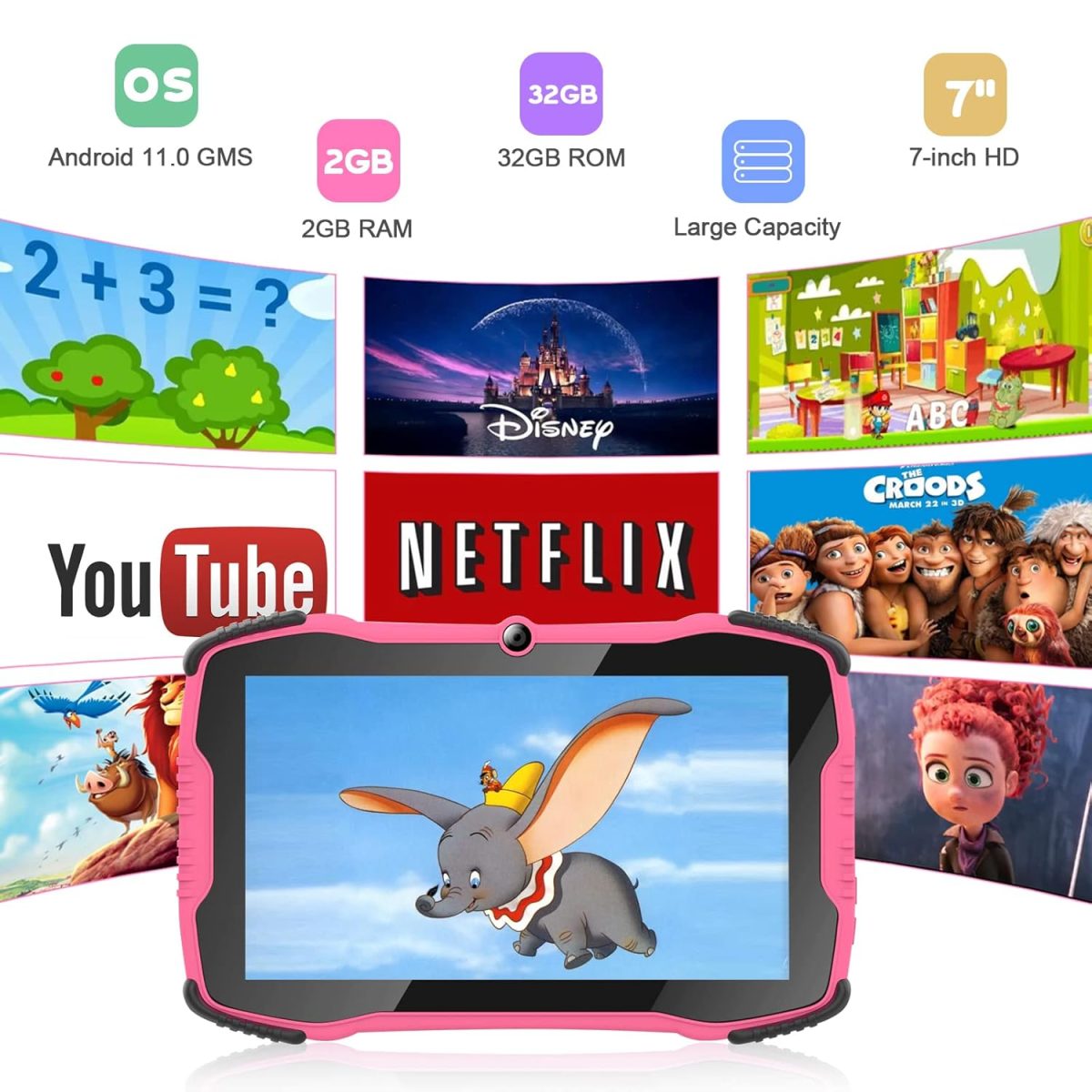 TOPELOTEK Kids Tablet for Toddlers 7IN Children's Tablets with Case Included, Educational Tablets for Kids with WiFi, Dual Camera, Parental Controls, Shock Proof Child Tablet for Toddler Boys Girls - Image 4