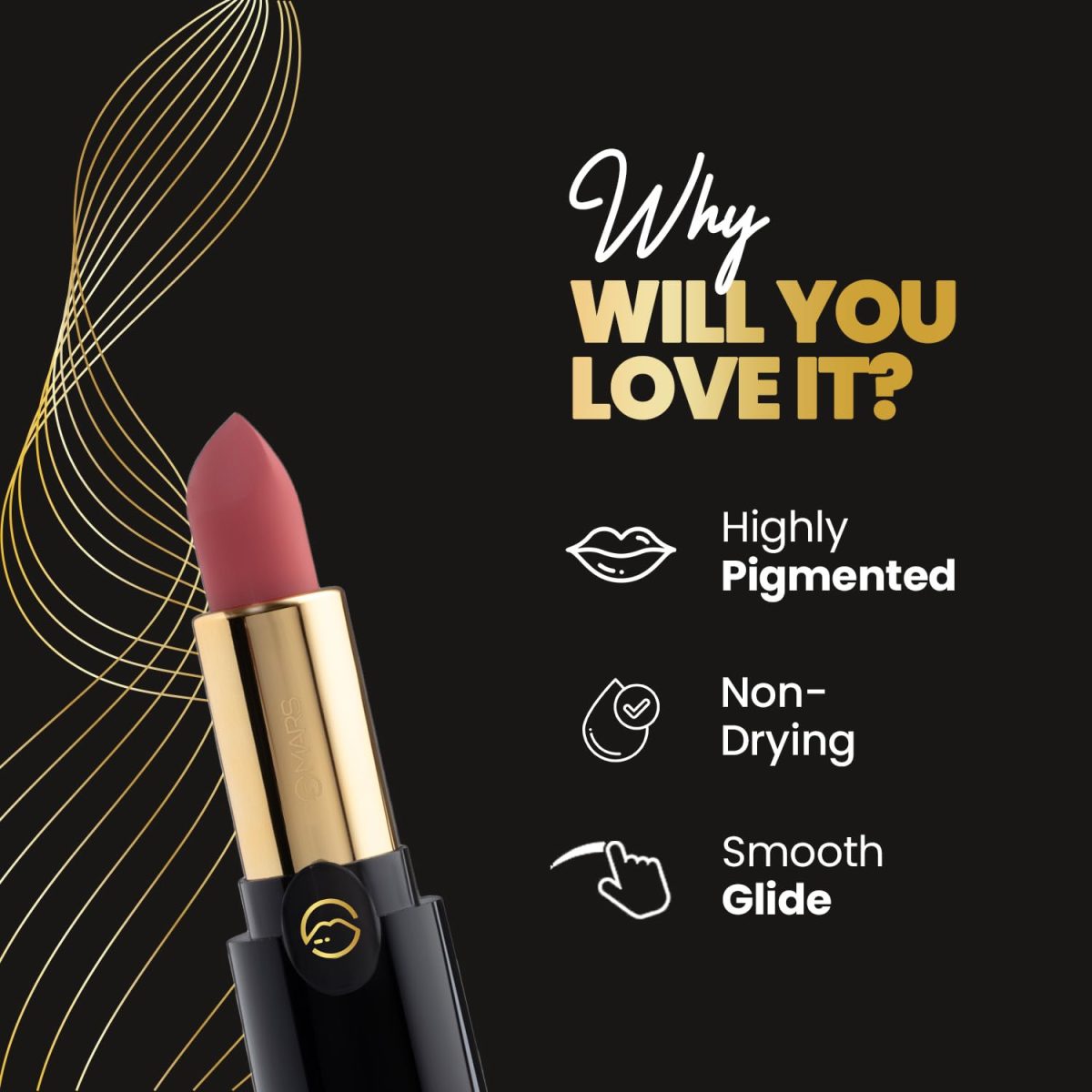 MARS Plush Velvet Creamy Matte Lipstick for women | Smooth Glide | One Swipe Pigmentation | Non-Drying and Creamy Formula | Rich and Vibrant Color | 3.2 gm | (03-Brown Sugar) - Image 3