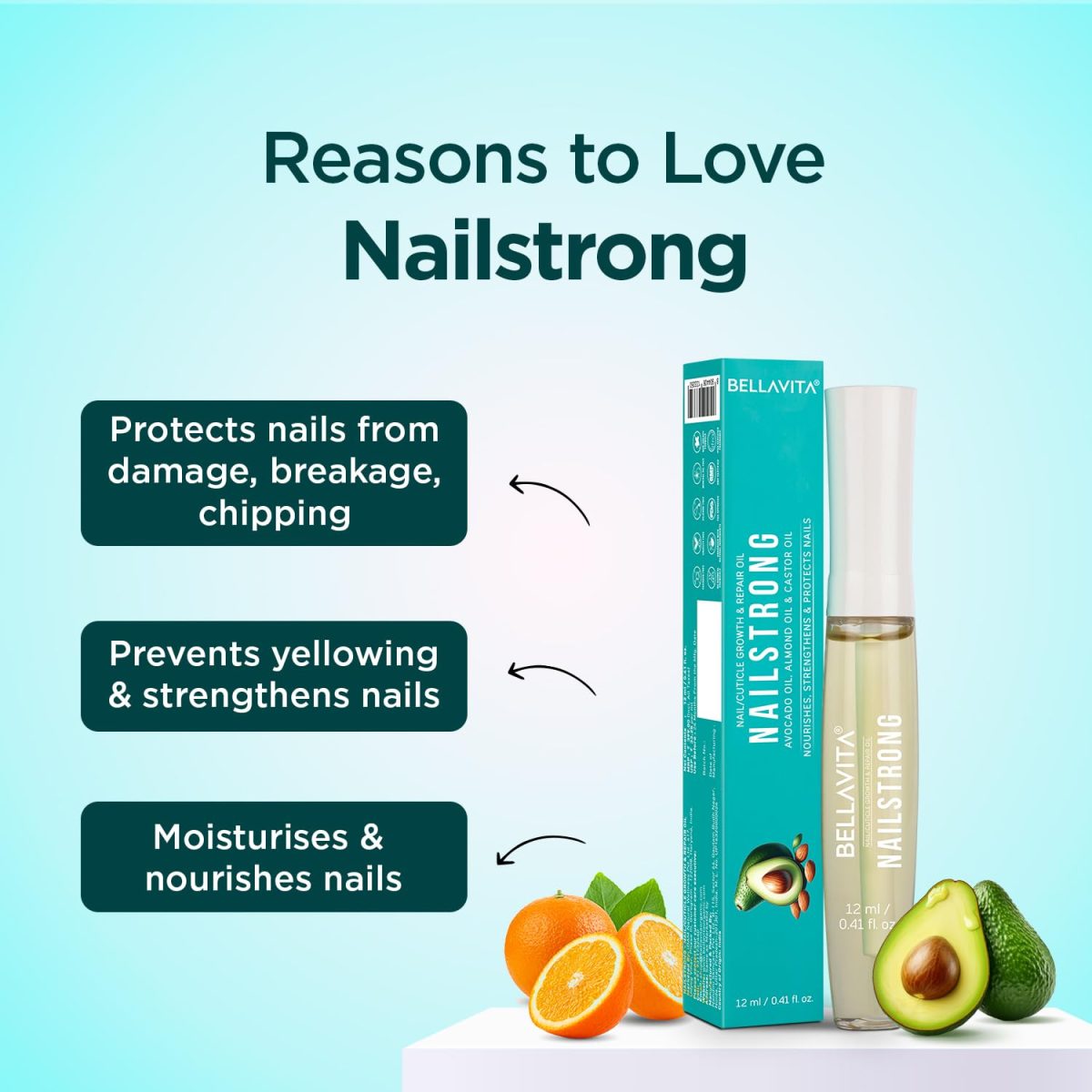 Bella Vita Organic Nail Strong Oil for Cuticle Care, Nail Growth & Strength With Goodness of Almond Oil - Soft, Smooth, & Strong Lustrous Nails, 12 ml - Image 5