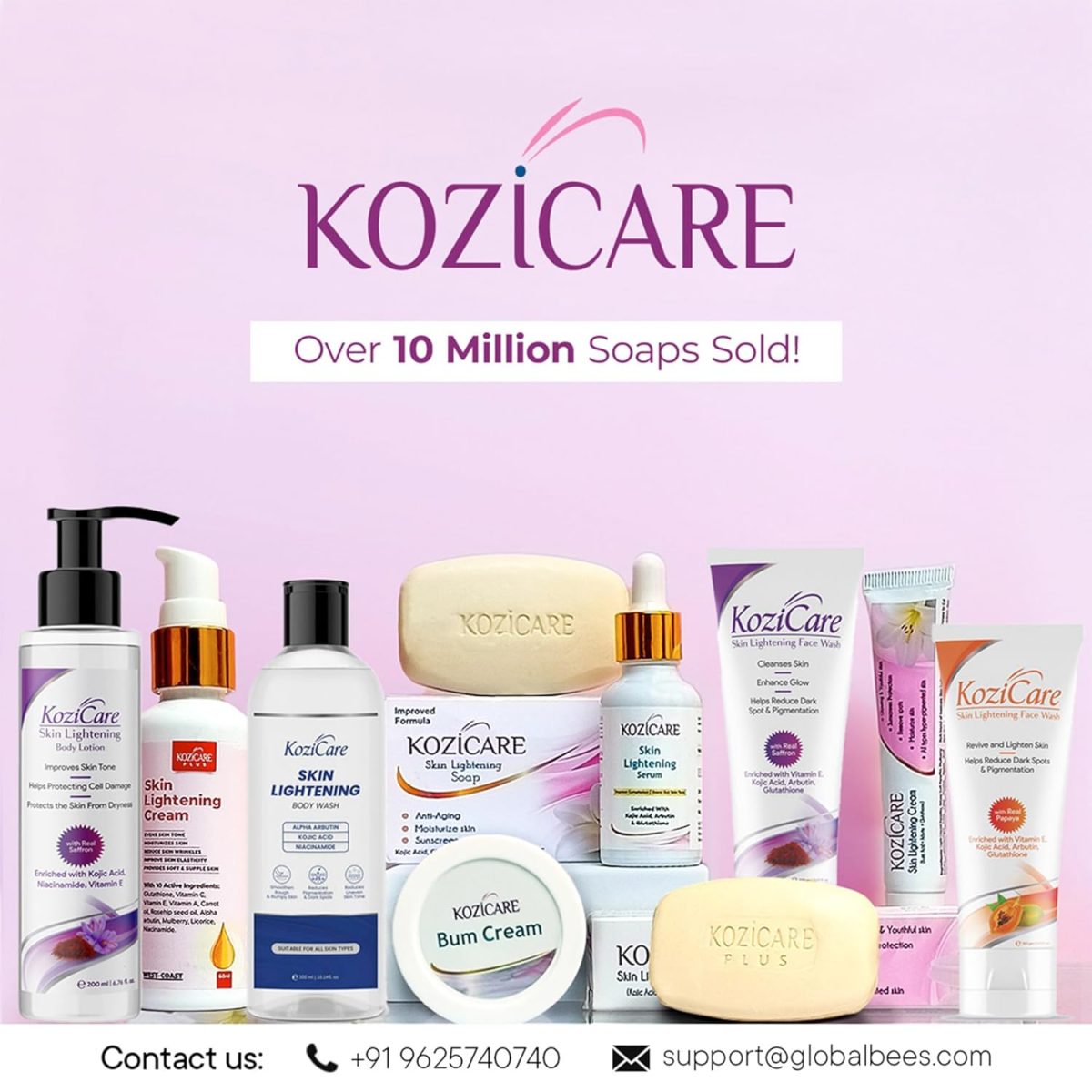 Kozicare Kojic Acid Soap & Glutathione Soap | Saffron Soap | Body Tan Removal Soap & Detan Soap | Soap for Men & Women | For Dark Spots, Excess Oil & Acne Scars | Even Out Skin Tone - Pack of 3 - Image 6