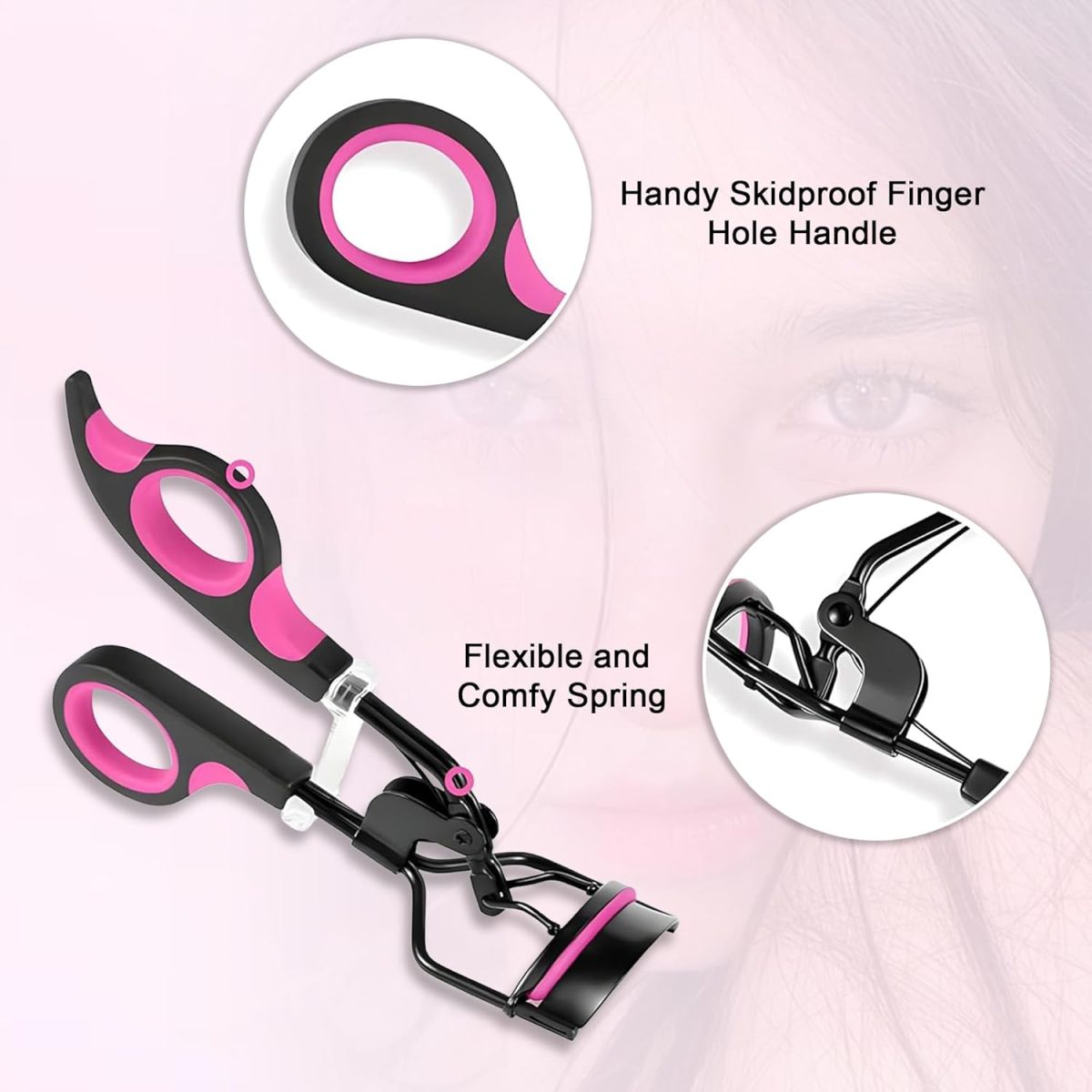 GLUN® Professional Eyelash Curler, Rubber Gripped Stainless Steel Wide Angle Lash Curler, Beauty Makeup Tool Universal Eye Shapes, Painless Fits Get Gorgeous Eyelashes in Seconds - Image 3