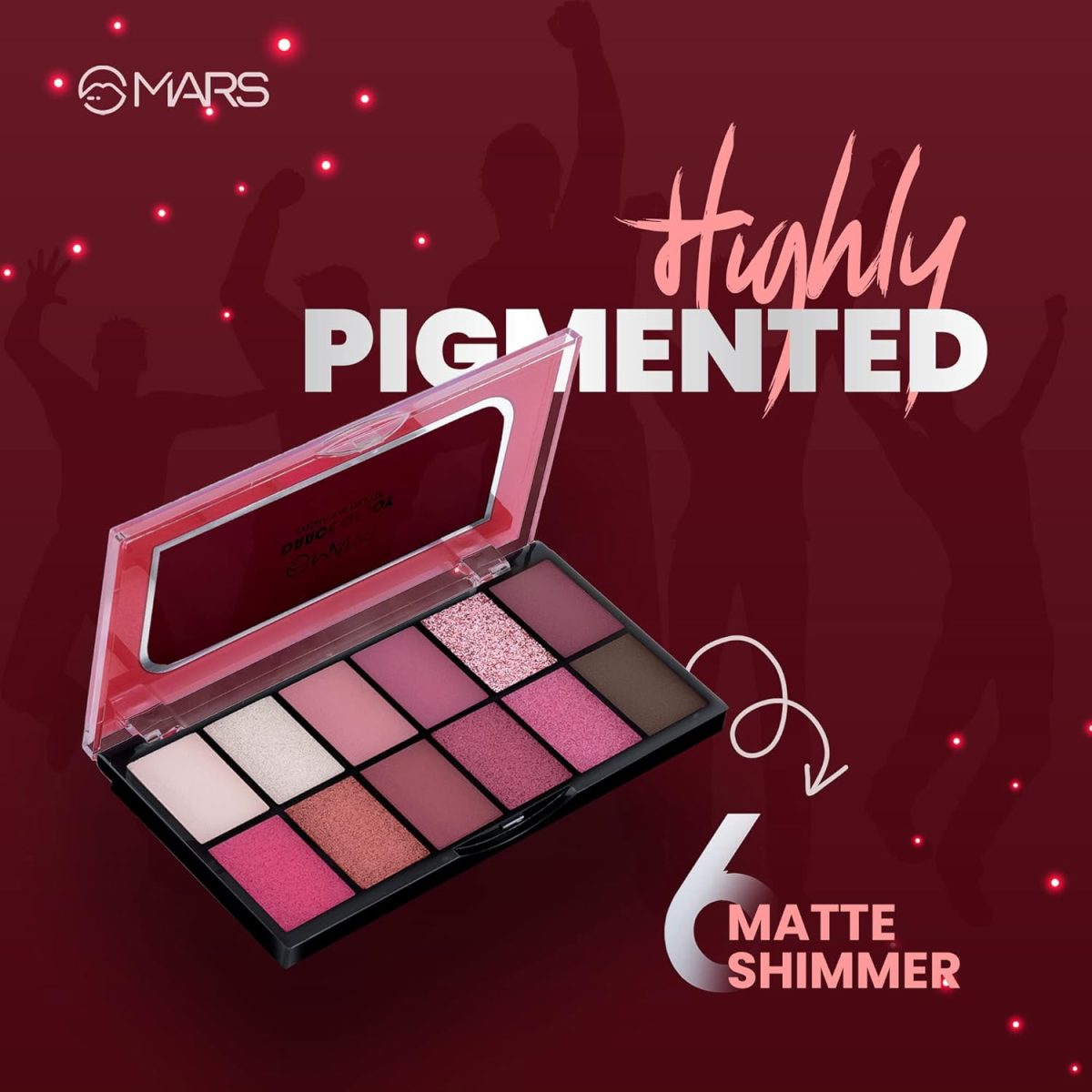 MARS 12 Shades Dance of Joy Eyeshadow Palette | Highly Pigmented and Blendable | Multicolor | Matte and Shimmer Finish 01-Multicolor (13.2g) (Shade-02) - Image 2