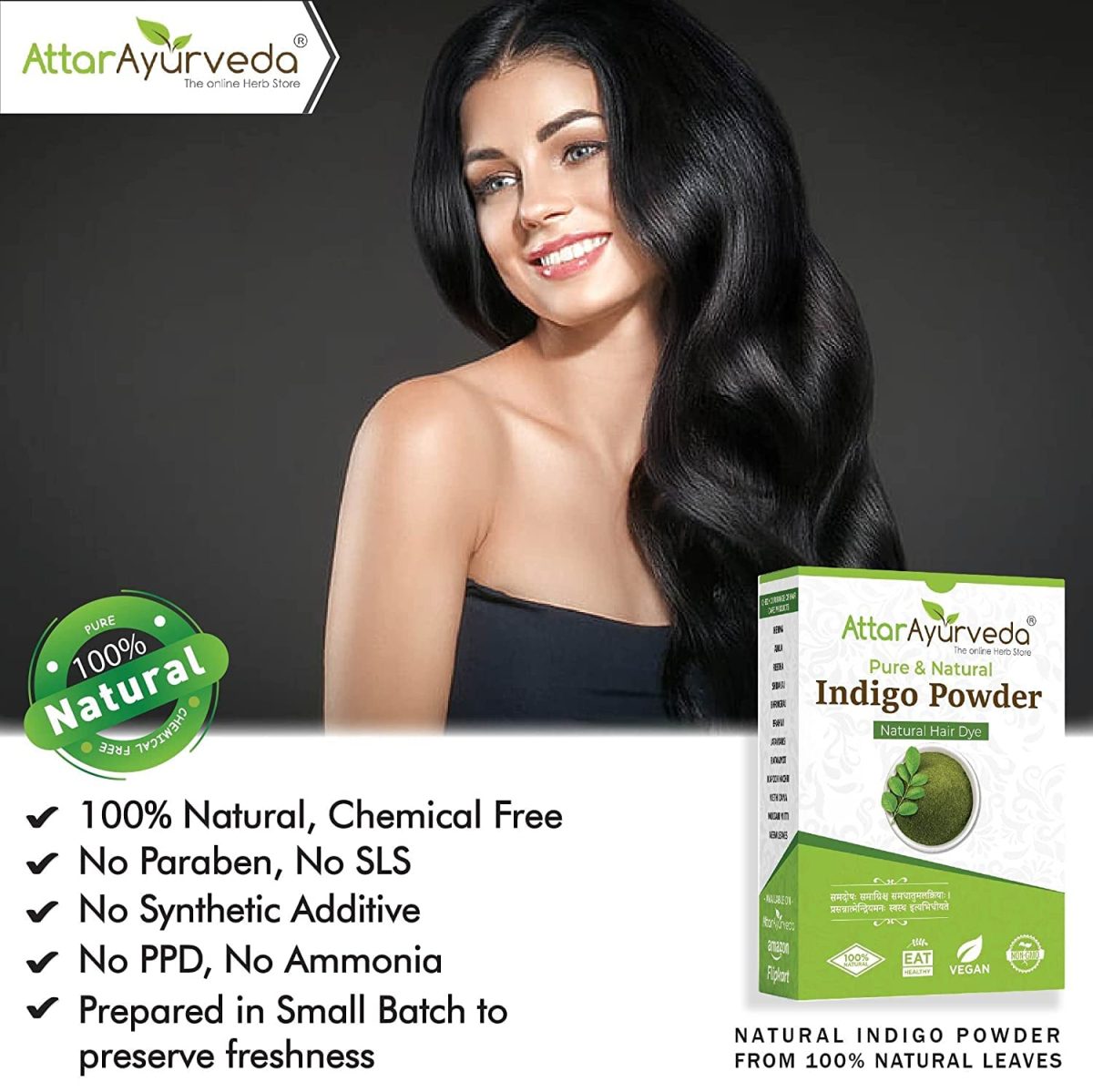 Attar Ayurveda Indigo Powder for black Hair (200 grams) - Image 3