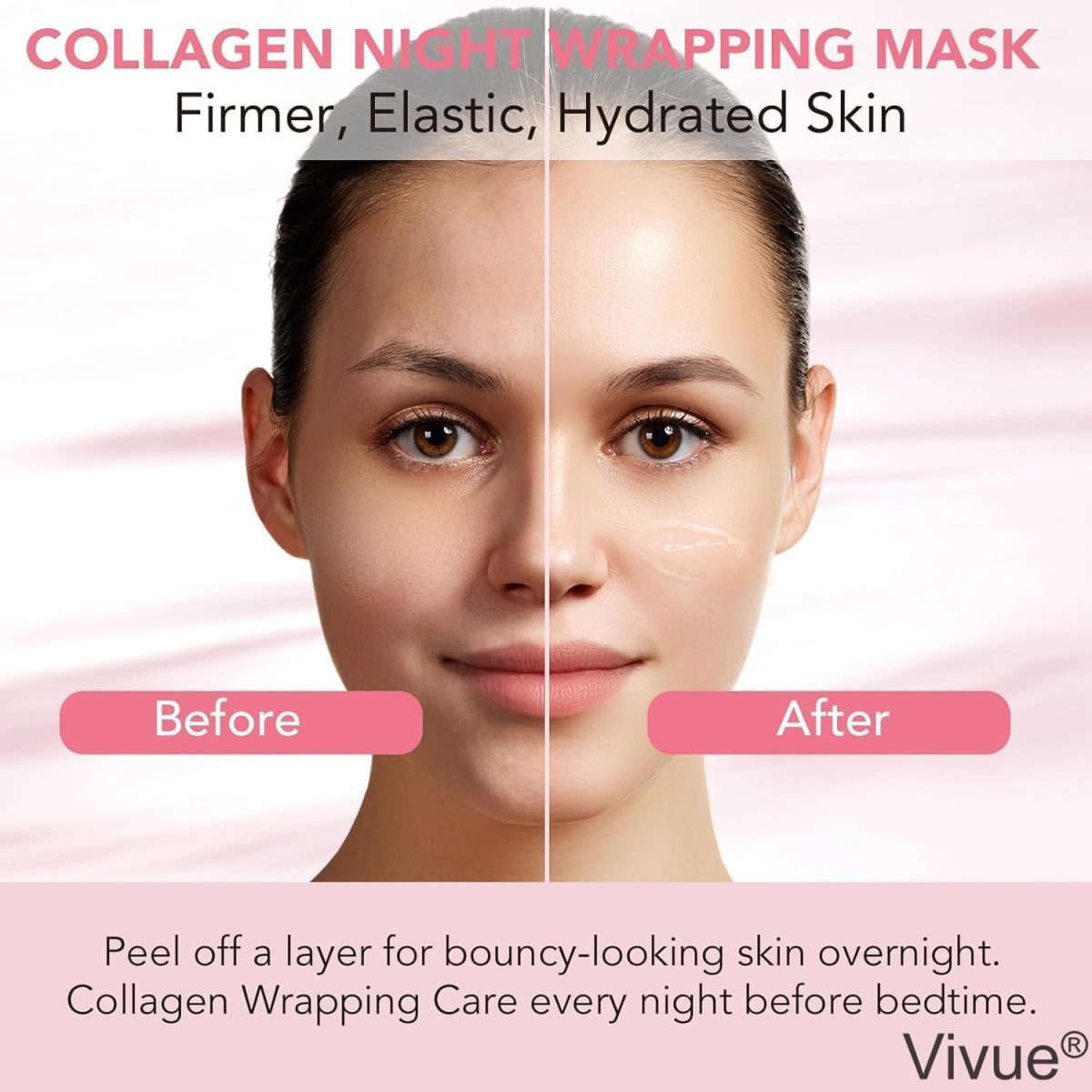 Vivue Korean Glass Skin Bio-Collagen Overnight Face Mask for Women, Deep Hydrating Overnight Skin Care Facial Masks, Pore Minimizing, Firming & Anti-Aging Hydrogel Mask for Glowing Skin(TUBE..75 ML) - Image 7