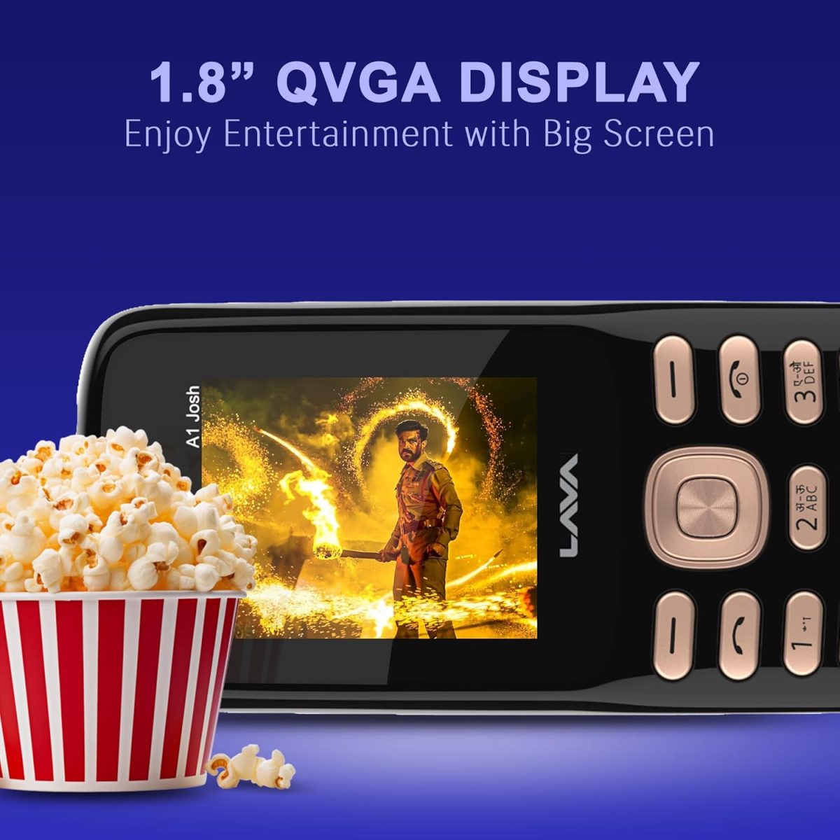Lava A1 Josh (with BOL Feature) Dual Sim Keypad Mobile Phone | Long-Lasting Battery |22 Launguages Read Support | Auto Call Recording | Call Blink Notification (Black Gold) - Image 5